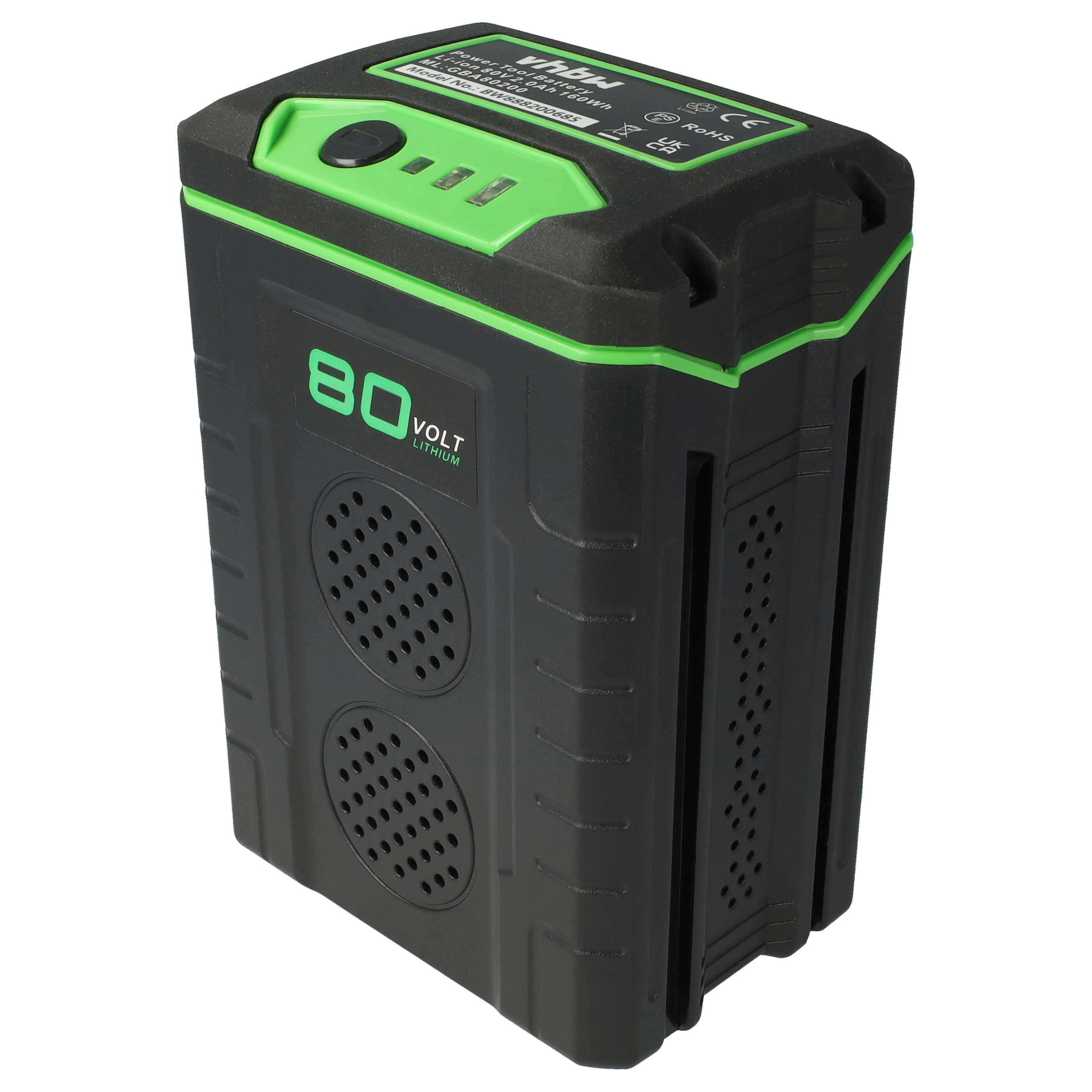 Lawnmower Battery Replacement for Remarc 82V430G - 2500mAh 80V Li-Ion, black / green