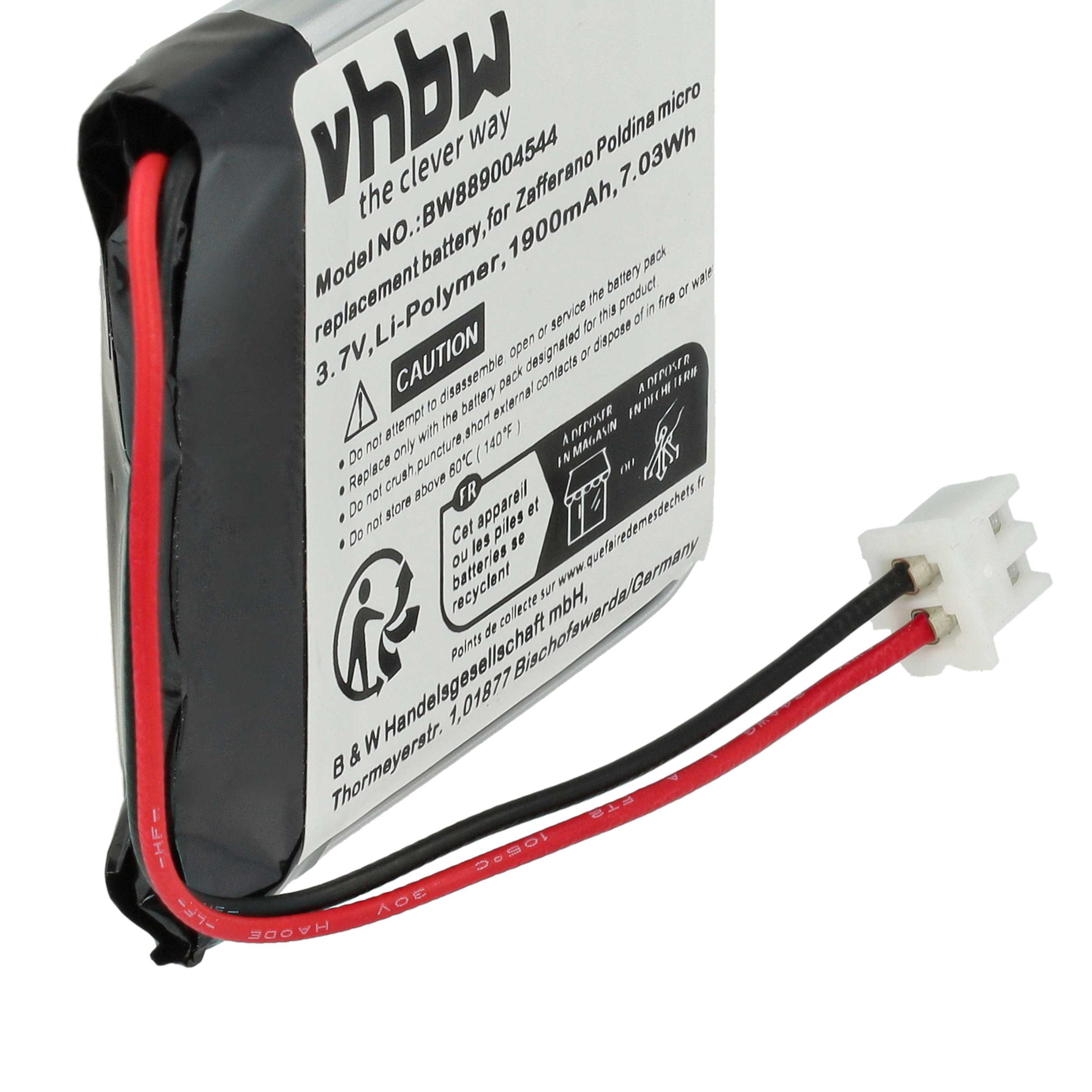 Batterie (5 pcs.) remplace Zafferano BAT04704004001000 Zafferano - 1900mAh 3,7V Li-polymère