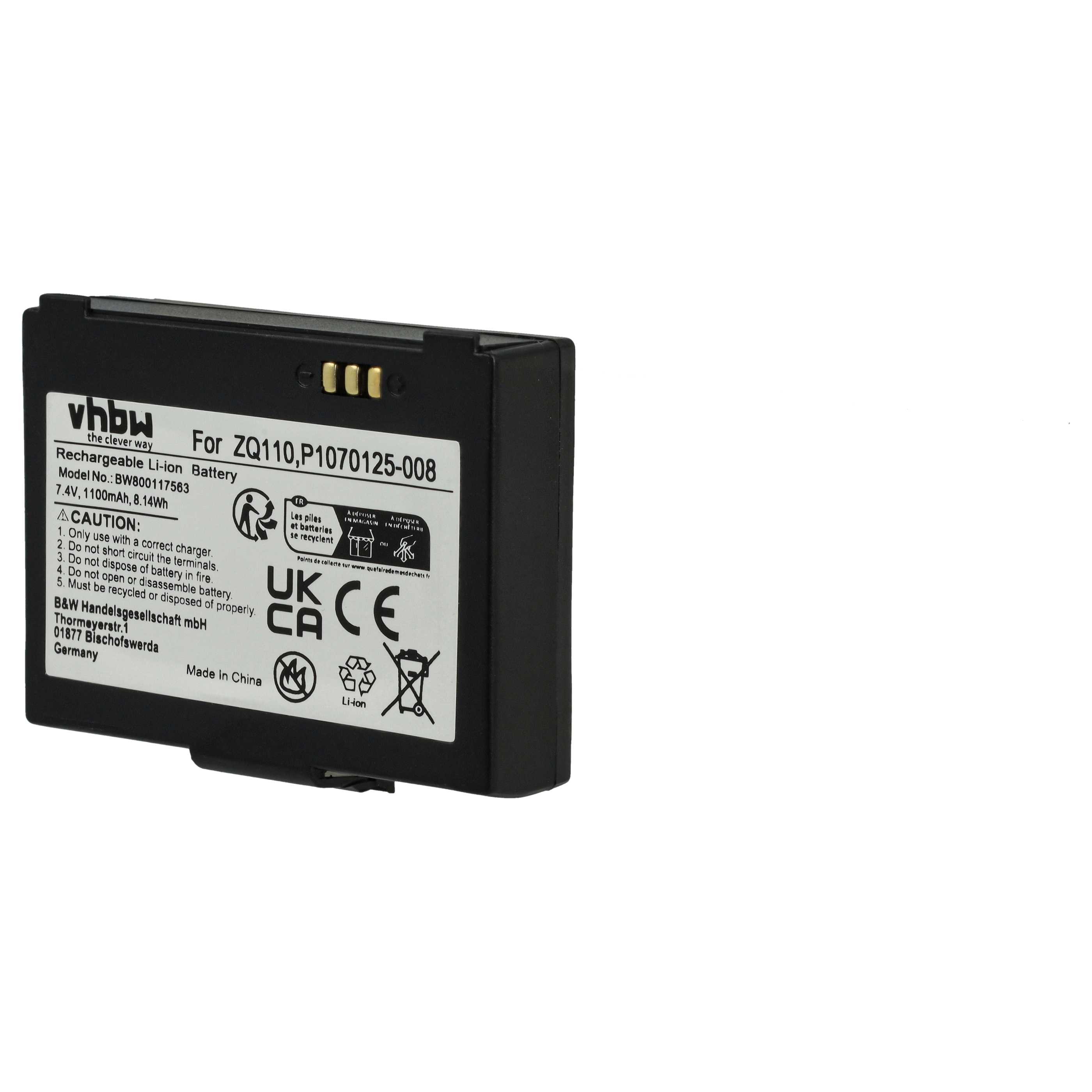 Akku als Ersatz für Bixolon K409-00007A, PBP-R200 für Bixolon Barcodescanner - 1100mAh 7,4V Li-Ion