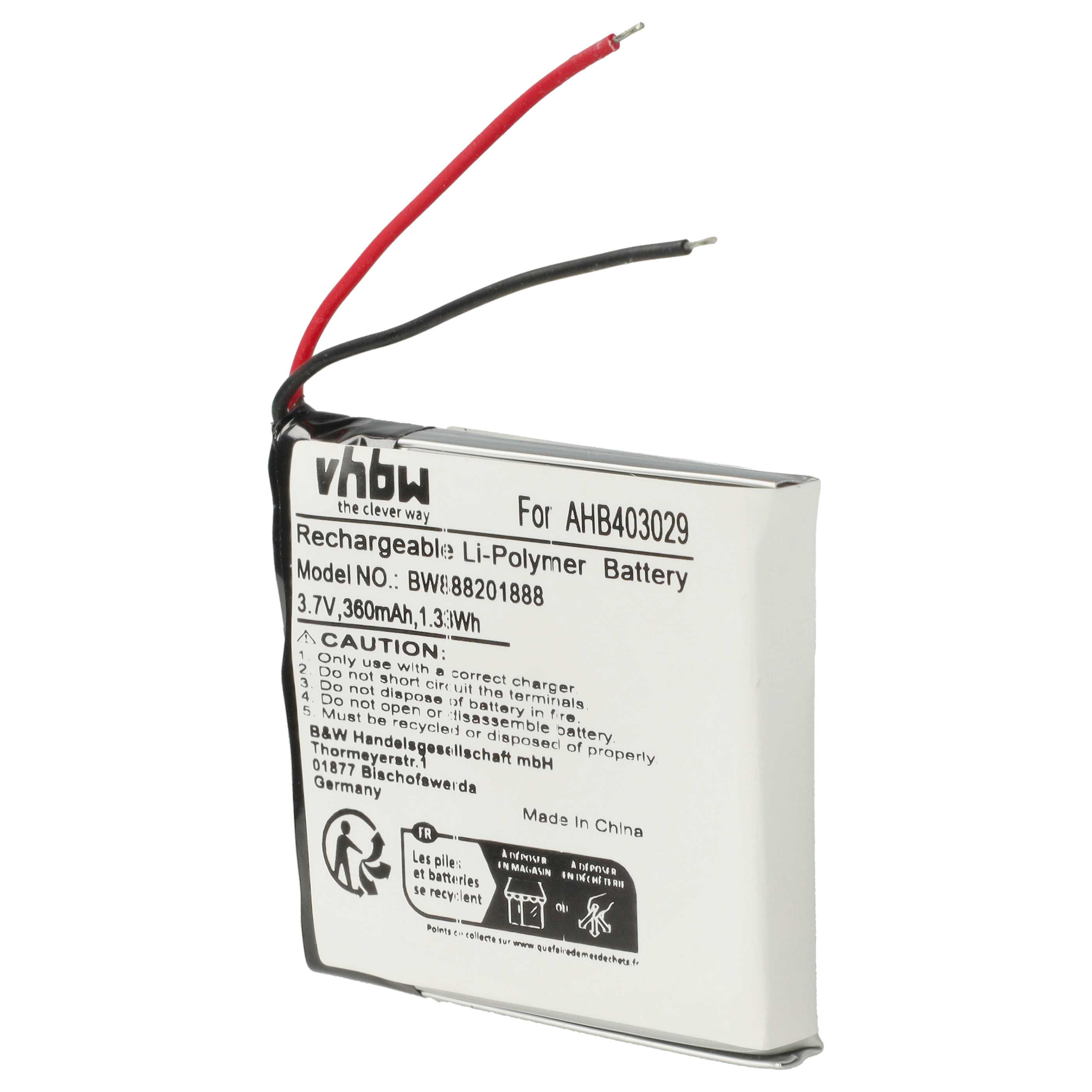 Akumulator do słuchawek bezprzewodowych zamiennik Plantronics AHB403029 - 360 mAh 3,7 V LiPo