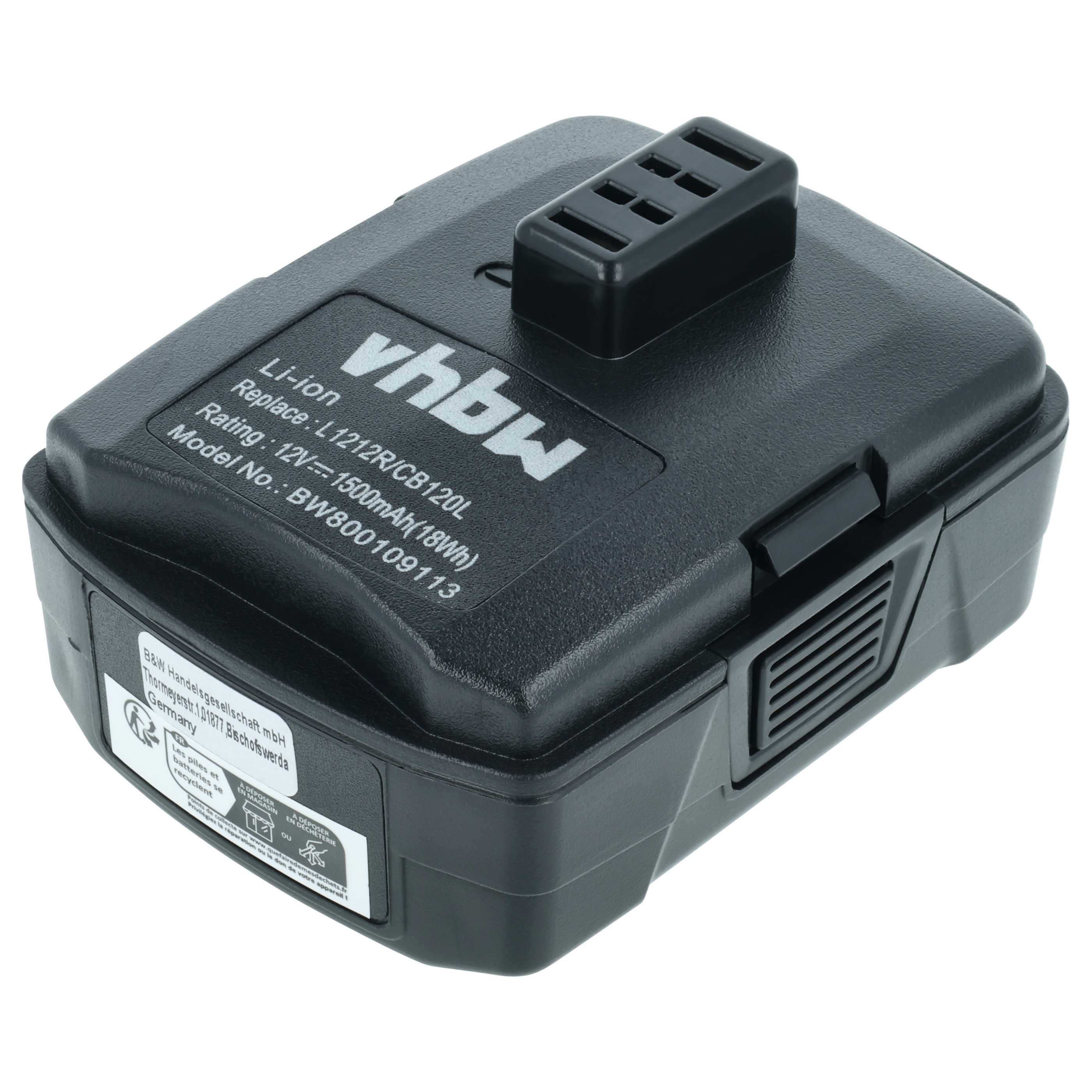 Batteria sostituisce Ryobi 130503001, BPL-1220, CB120L, 130503005 per attrezzo - 1,5Ah 12V Li-Ion