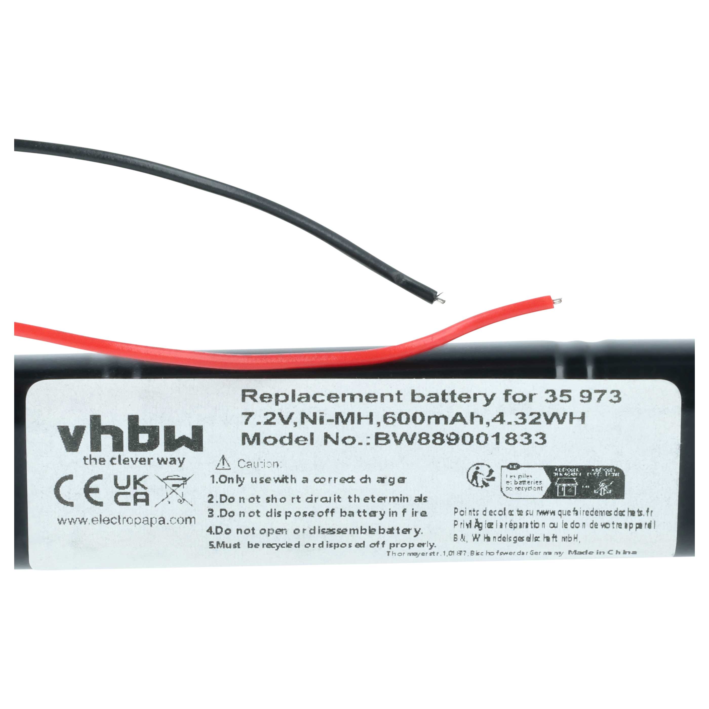 2x Batteria sostituisce Telenot 35 973 per sistema d'allarme - 600mAh 7,2V NiMH