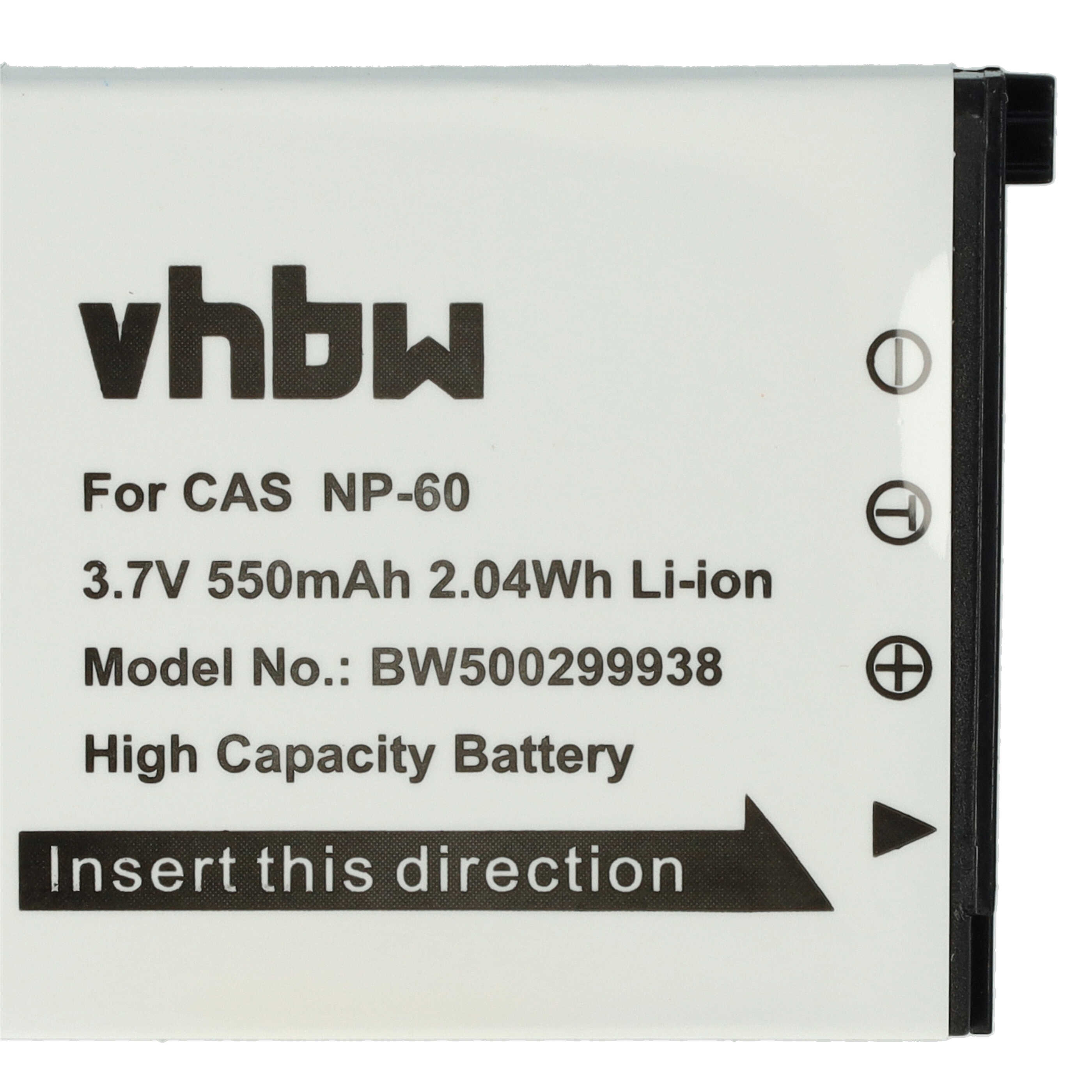 2x Battery replaces Casio NP-60 - 550mAh, 3.6V, Li-Ion