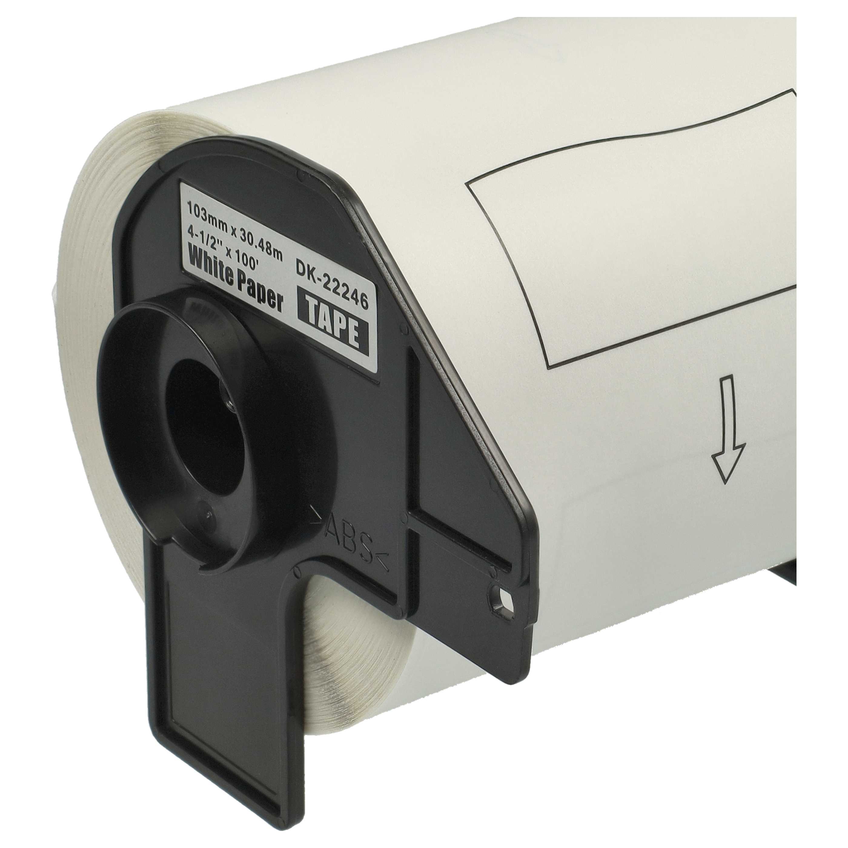 5x Label Roll replaces Brother DK-22246 Labeller - Self-Adhesive 103 mm x 30.48 m + Holder