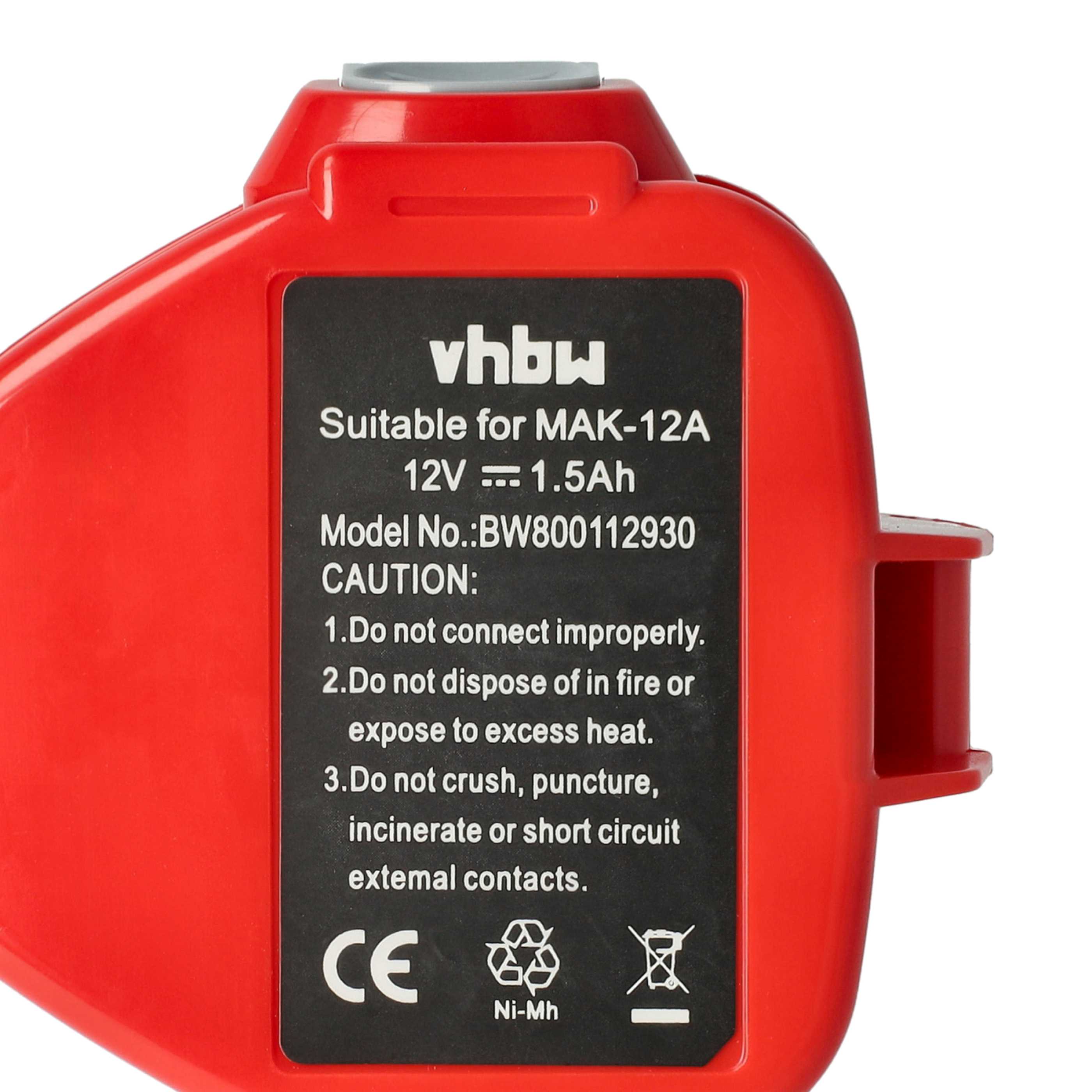 2x Battery replaces Klauke RA4, RA5, RA3 Electric Power Tool - 1500 mAh, 12 V, NiMH
