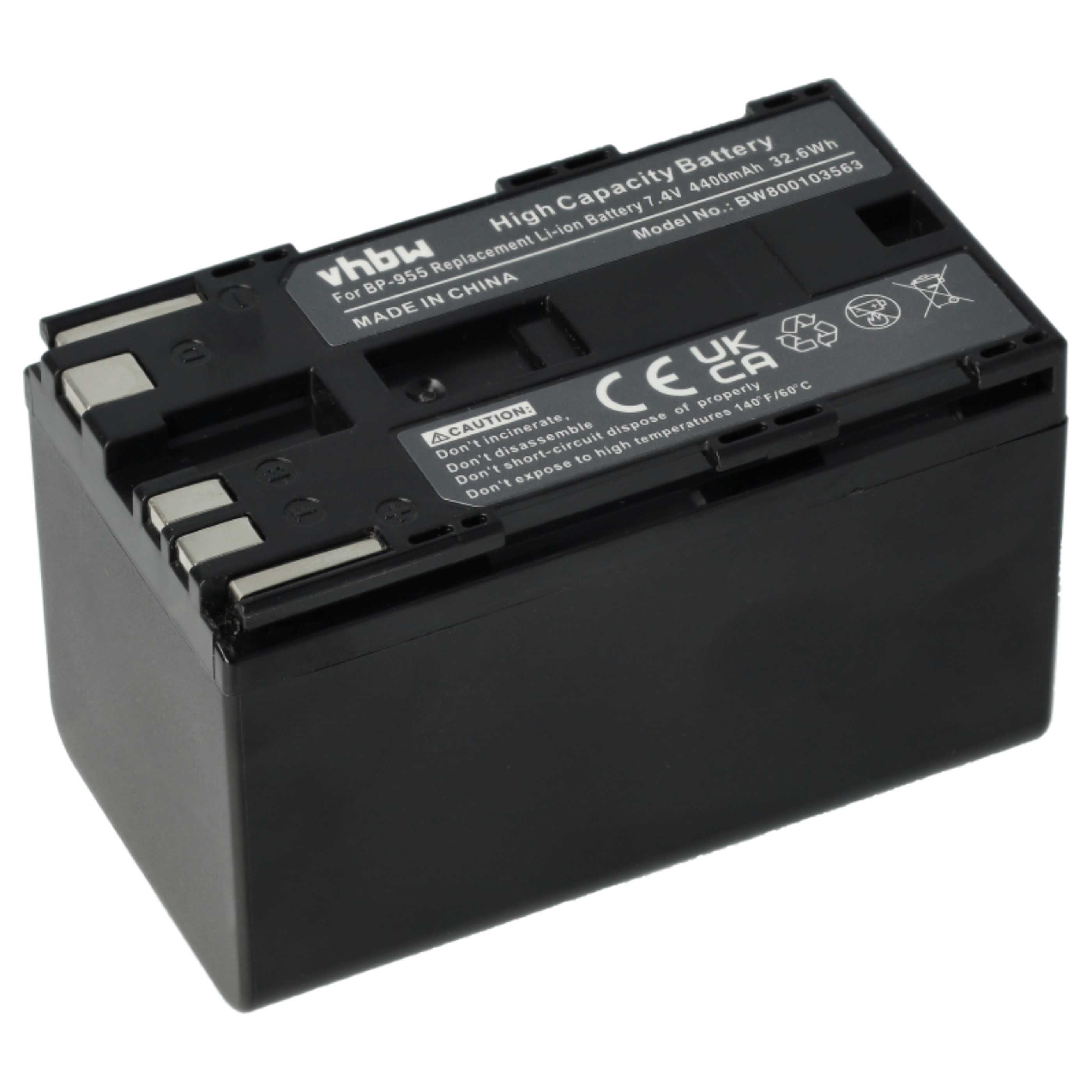 Videocamera 3x Battery replaces Canon BP-955 - 4400 mAh 7.4 V Li-Ion