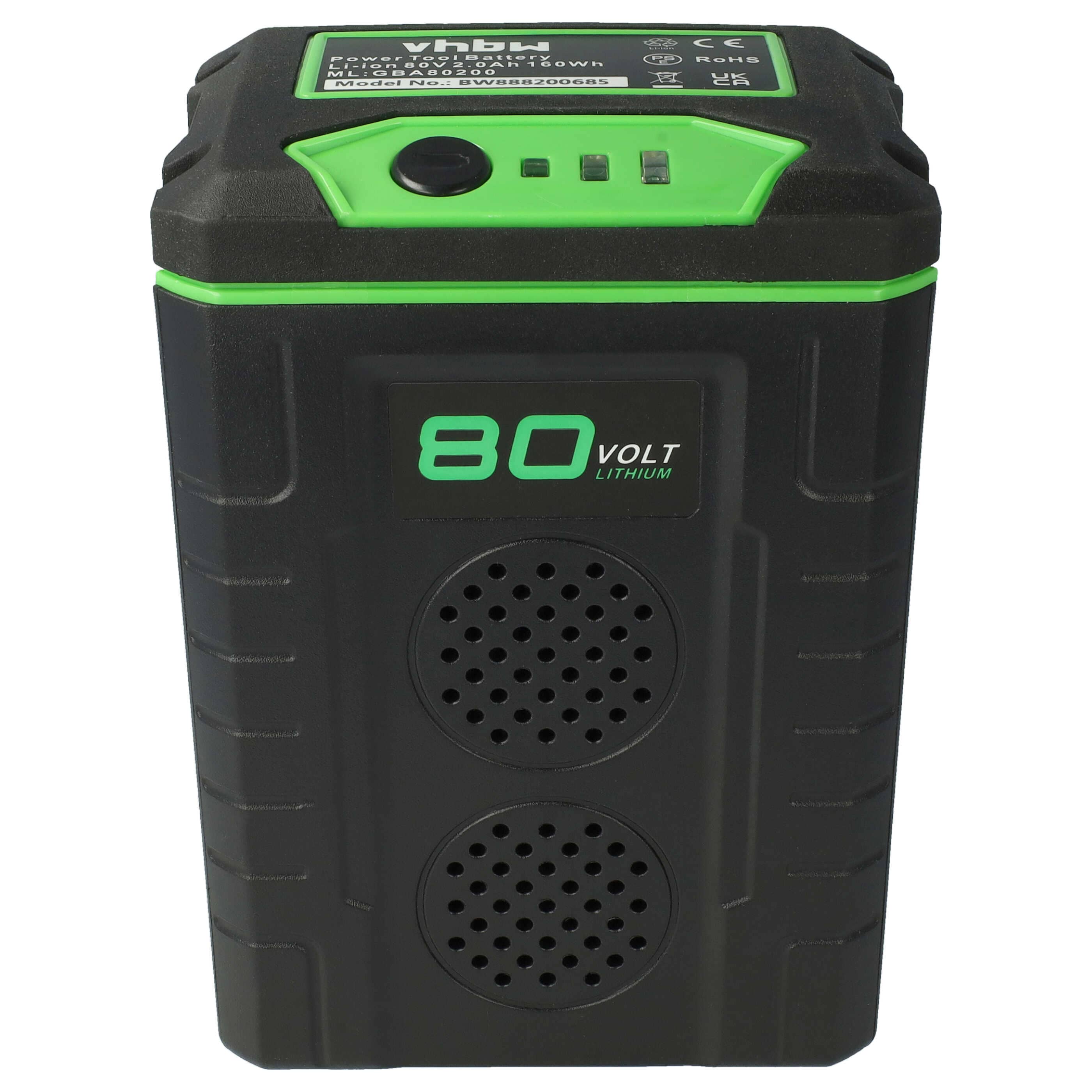Lawnmower Battery Replacement for Remarc 82V430G - 2500mAh 80V Li-Ion, black / green