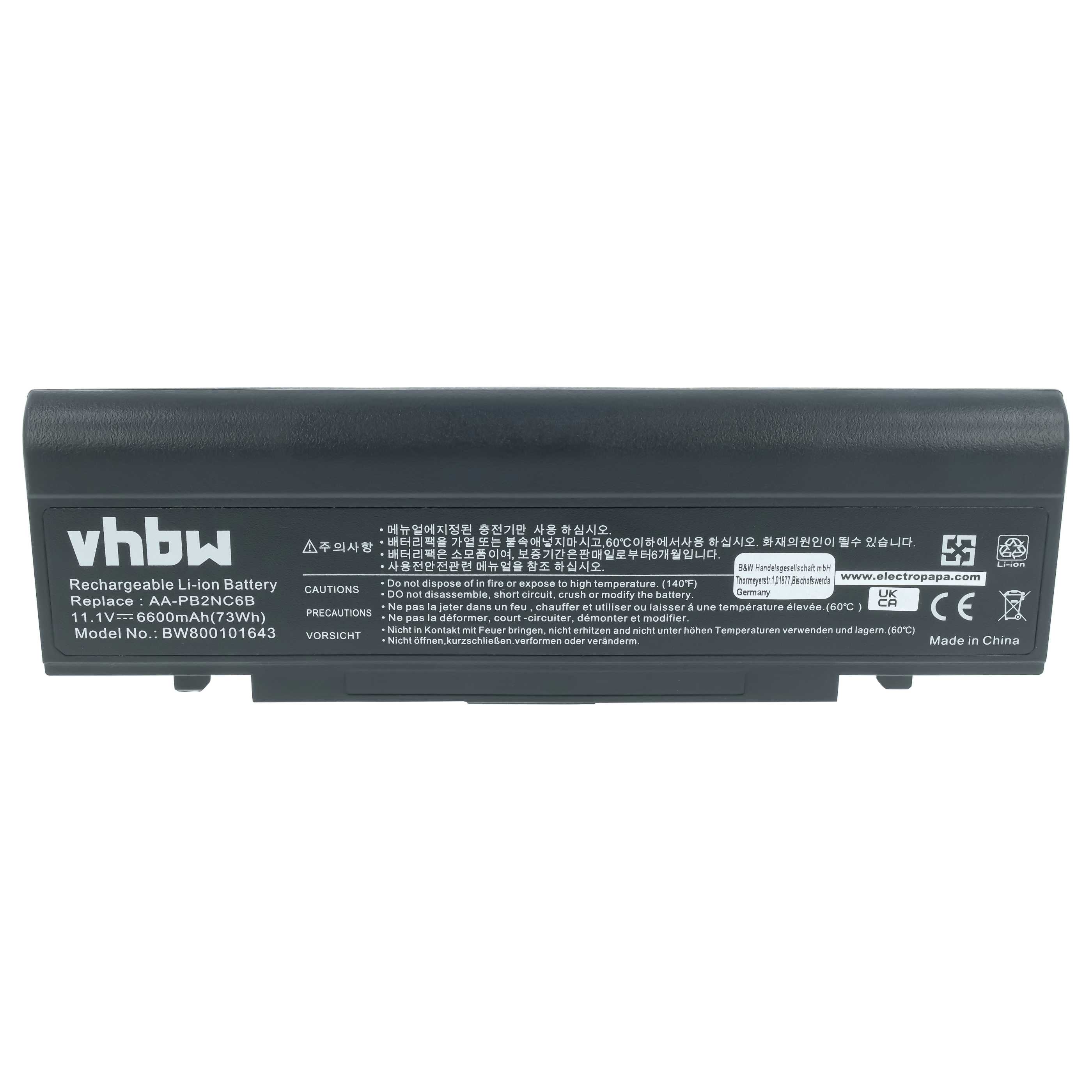 Akumulator do laptopa zamiennik Samsung AAPB2NC6B/E, AA-PB2NC6B/E, AAPB2NC6B - 6600 mAh 11,1 V Li-Ion, czarny