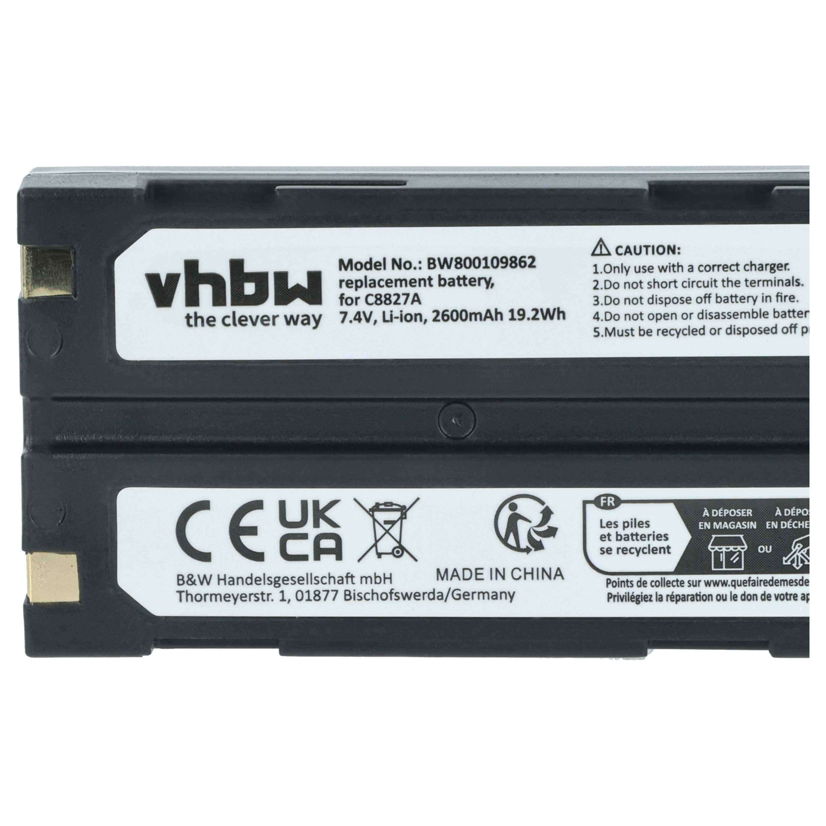 Battery replaces CHC 1906110059 - 2600mAh, 7.4V, Li-Ion