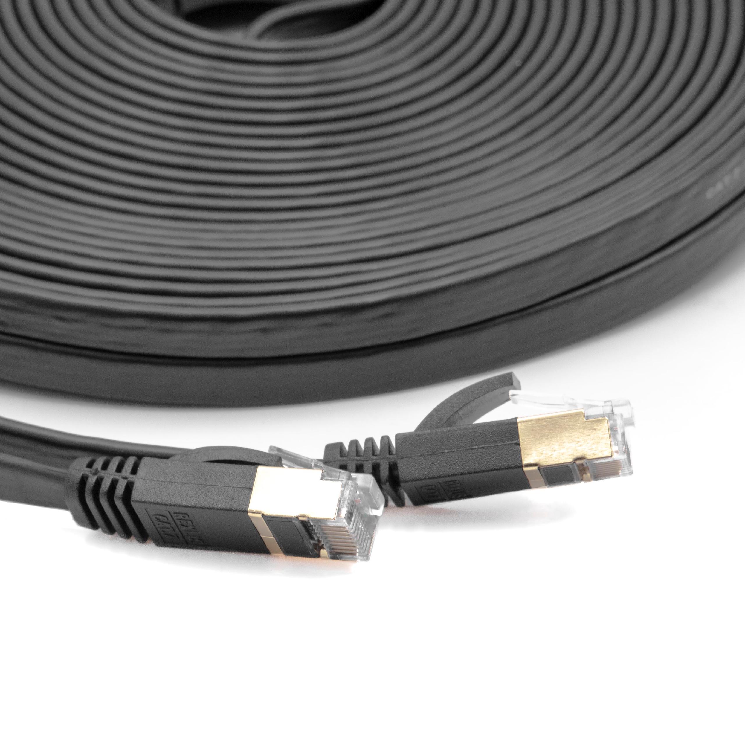 Ethernet LAN Patch Gigabit Network Cable CAT.7 15m black flat design, Internet Modem Cable