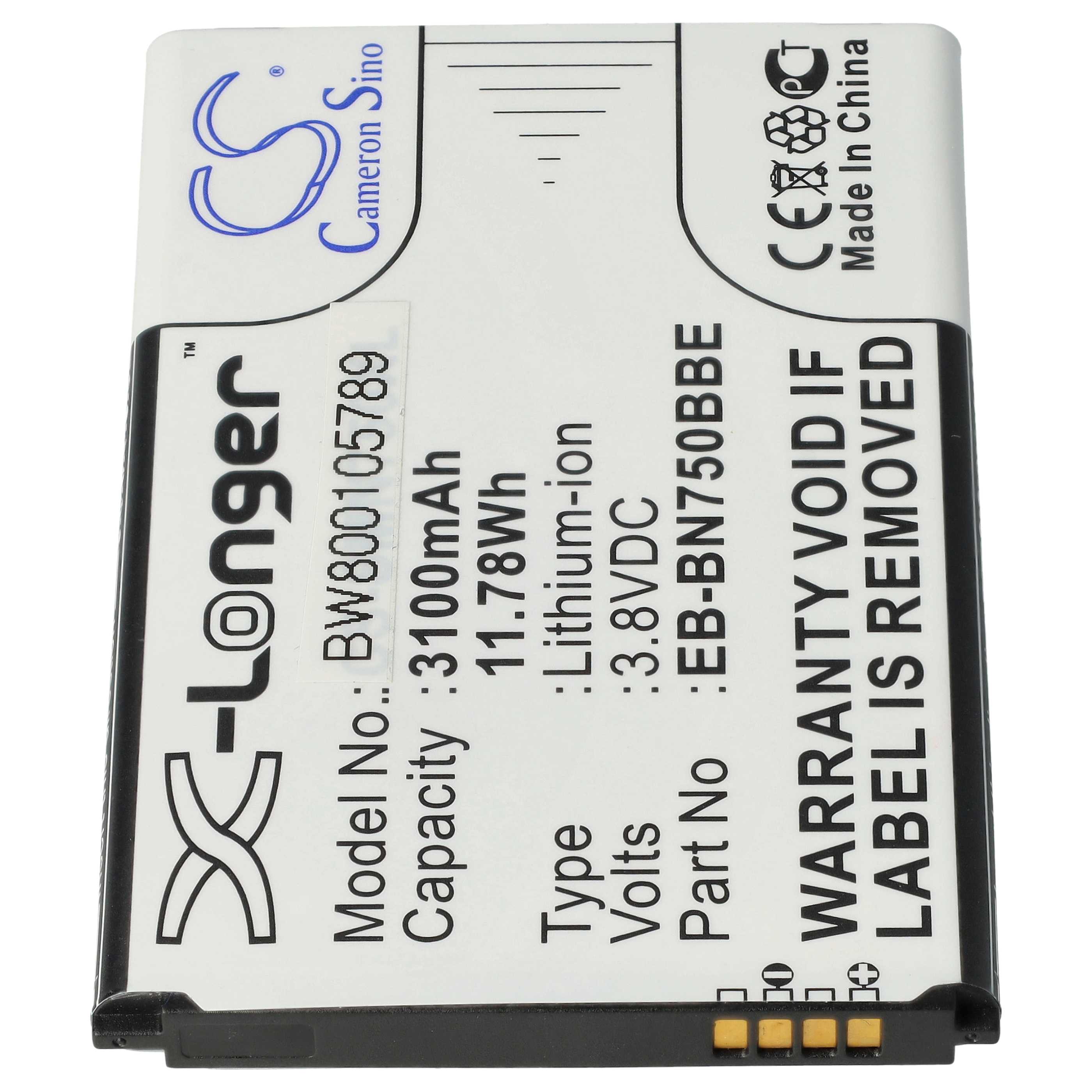 Tablet Battery replaces Samsung EB-BN750BBE, EB-BN750BBC - 3100 mAh 3.8 V Li-Ion