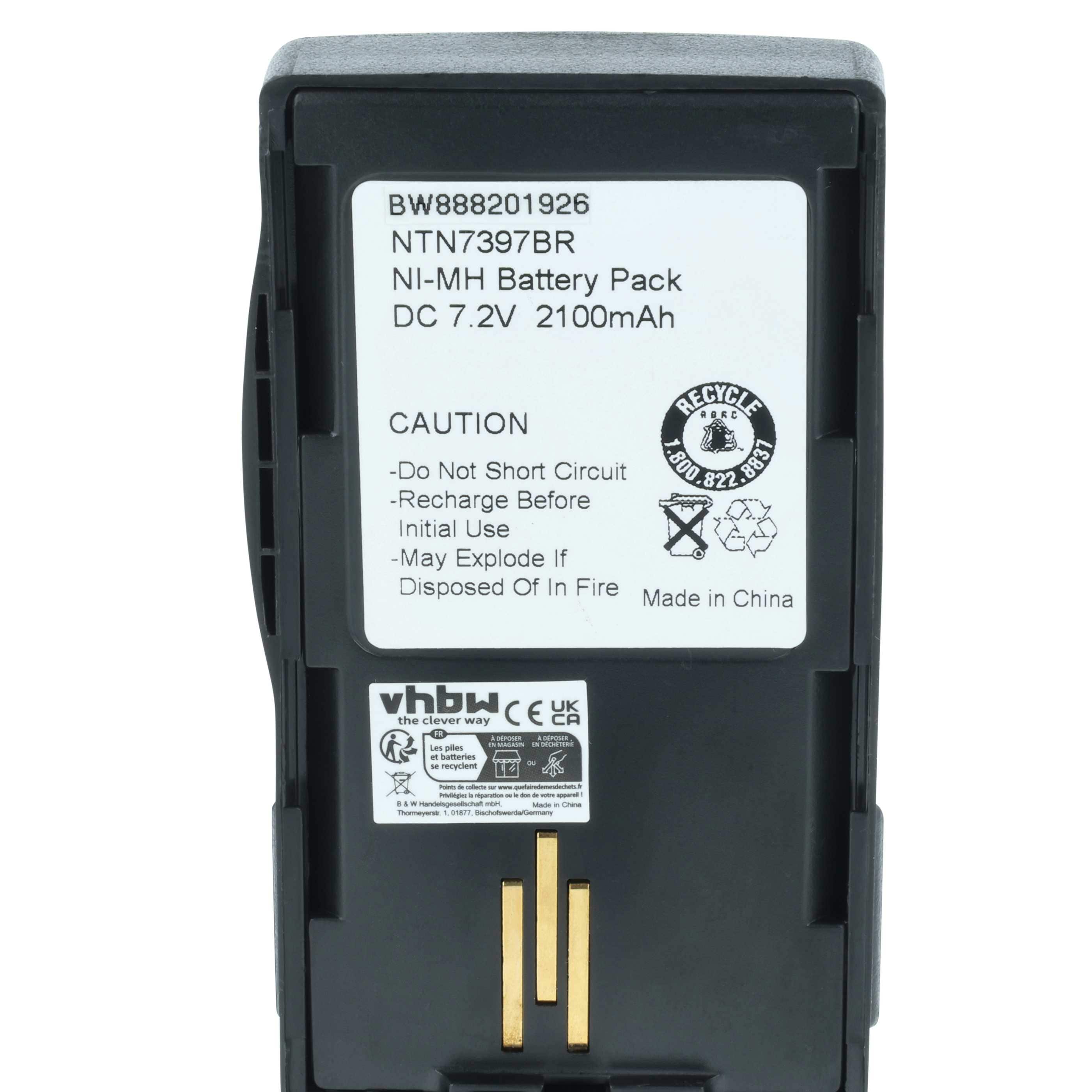 Radio 2x Battery replaces Motorola NTN7394, NTN7394AR, NTN7394A, NTN7394B, NTN7394AS - 2100 mAh 7.2 V NiMH