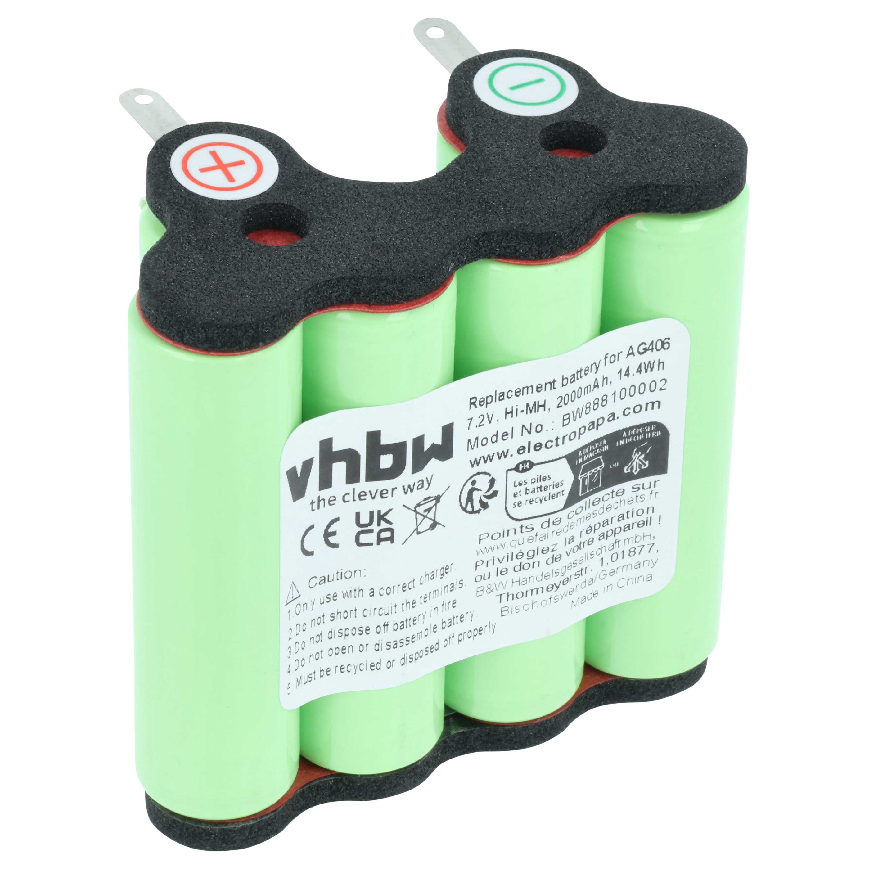 Batterie remplace AEG/Electrolux 90016553200, 90005510600 pour aspirateur AEG Electrolux - 2000mAh 7,2V NiMH