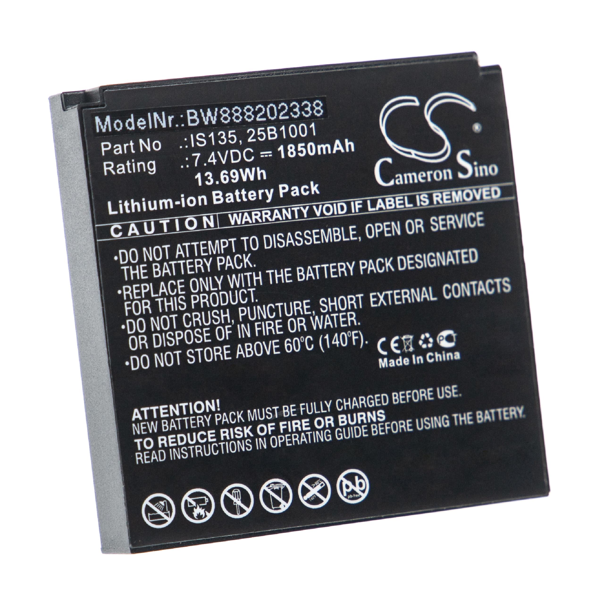 Batterie remplace Pax IS135, 25B1001 pour scanner de code-barre - 1850mAh 7,4V Li-ion