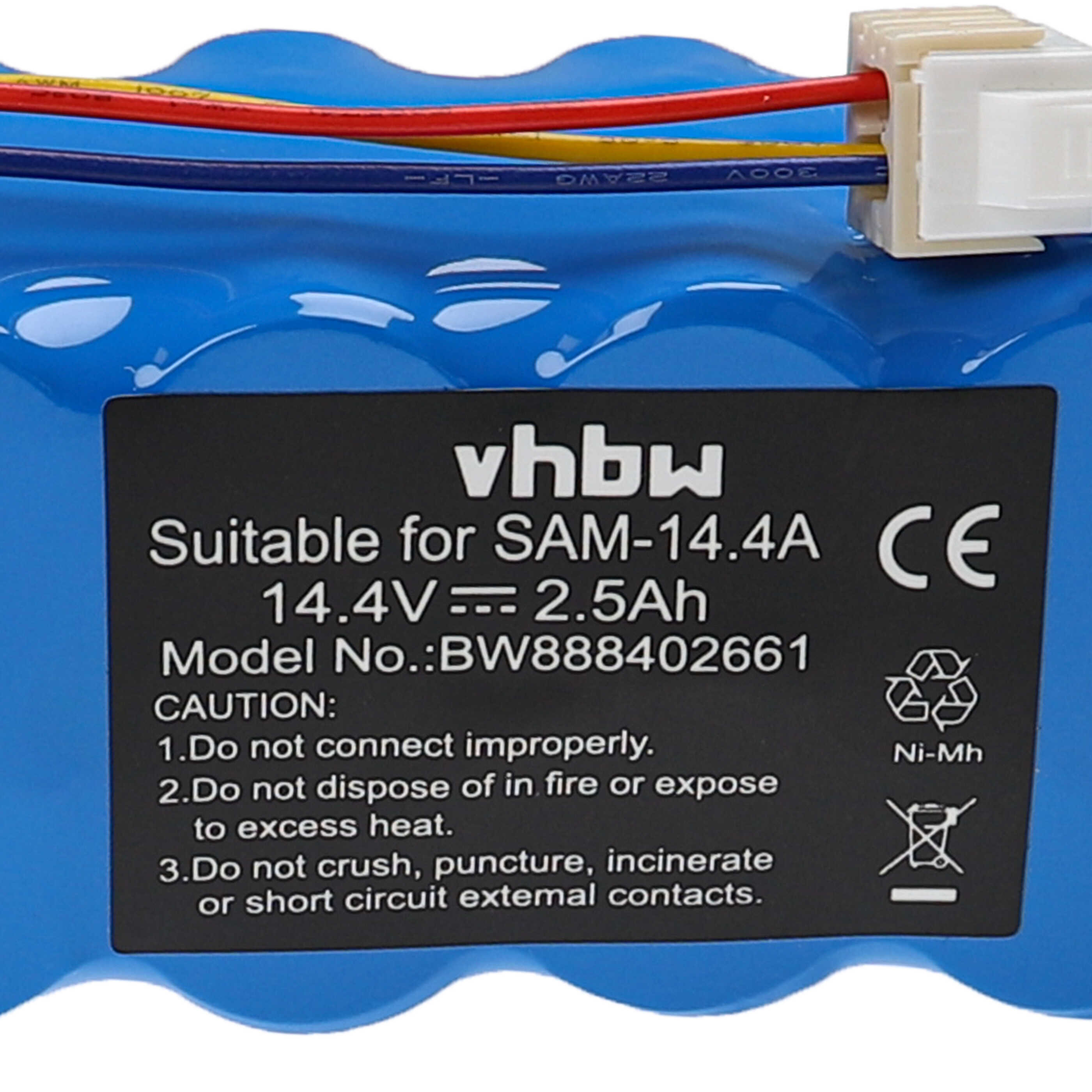 Batterie remplace Samsung AP5576883, AP5579205, DJ63-01050A pour robot aspirateur - 2500mAh 14,4V NiMH