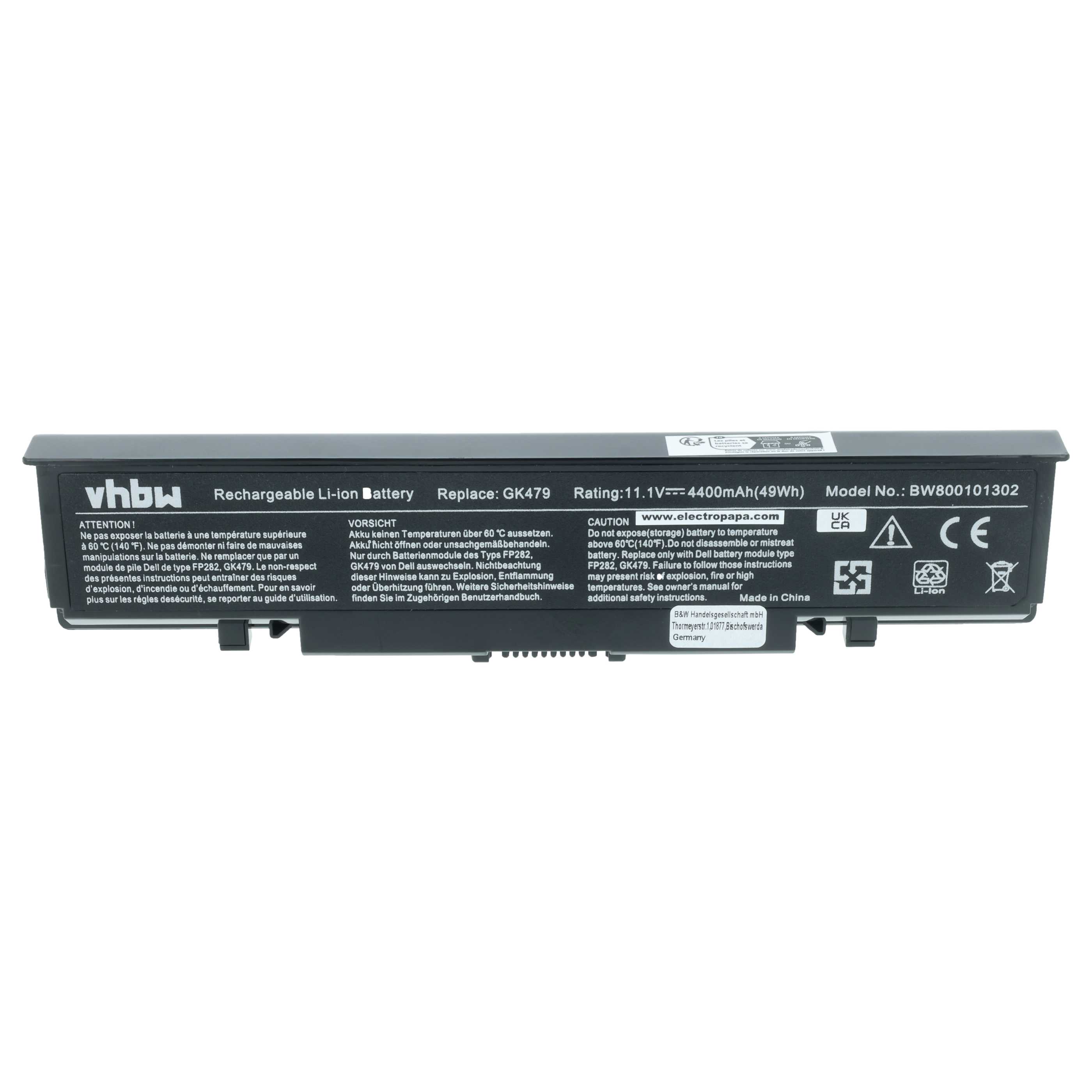 Akumulator do laptopa zamiennik Dell 312-0513, 312-0518, 312-0520, 312-0504 - 4400 mAh 11,1 V Li-Ion, czarny