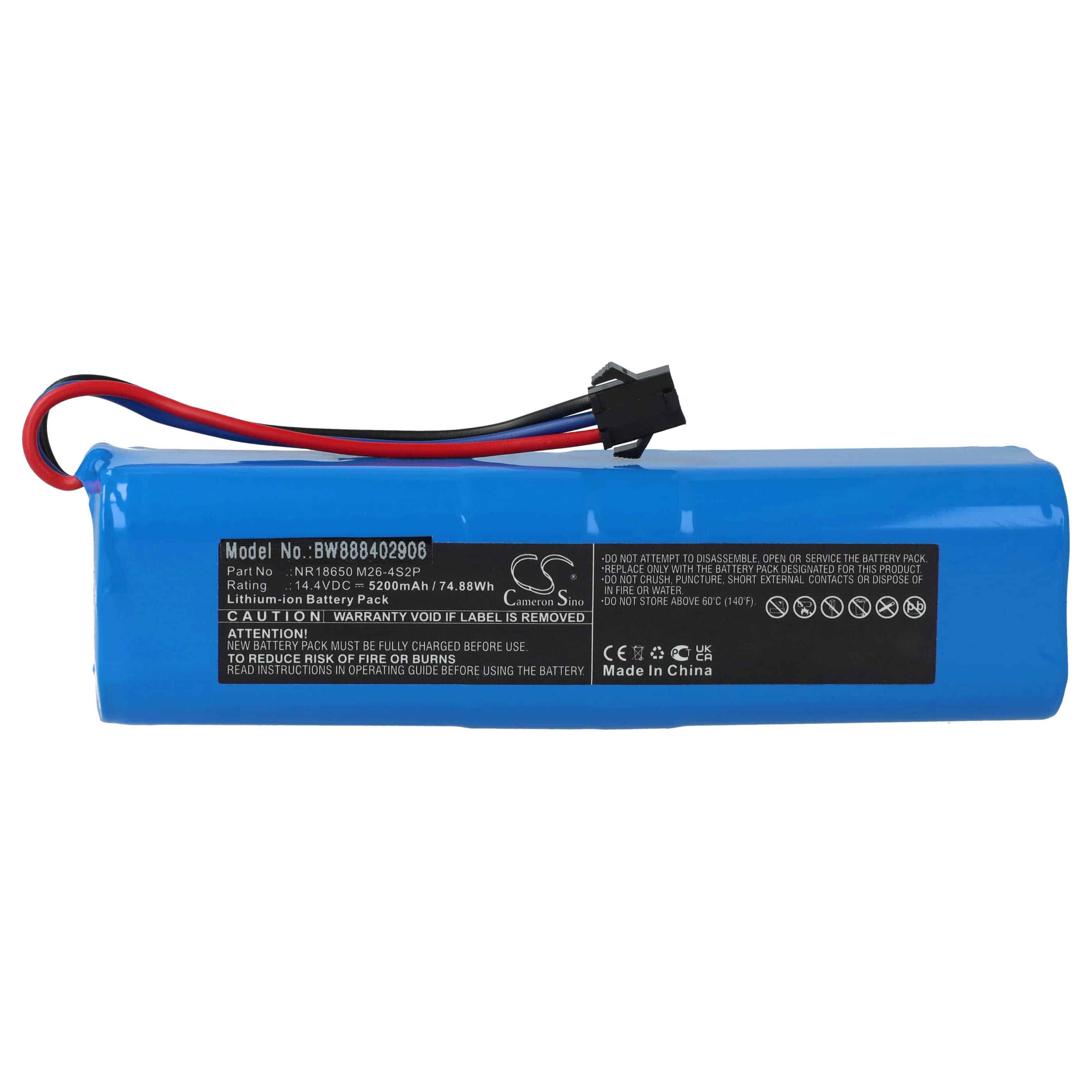 Replacement Battery for Proscenic M7 Pro, M8 Pro, Lydsto R1, Roidmi Eve Plus - 5200mAh, 14.4V, Li-Ion