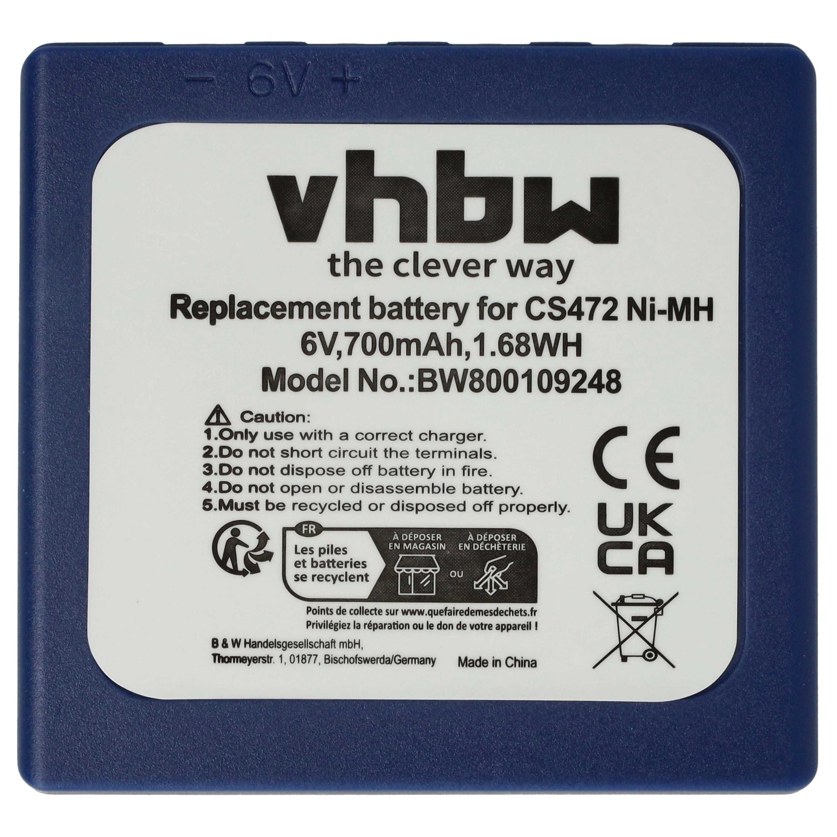 Radio Battery replaces HBC BA222060, BA222061, BA203060, FBFUB03, AF-FUB03M, KH68302500 - 700 mAh 6 V NiMH