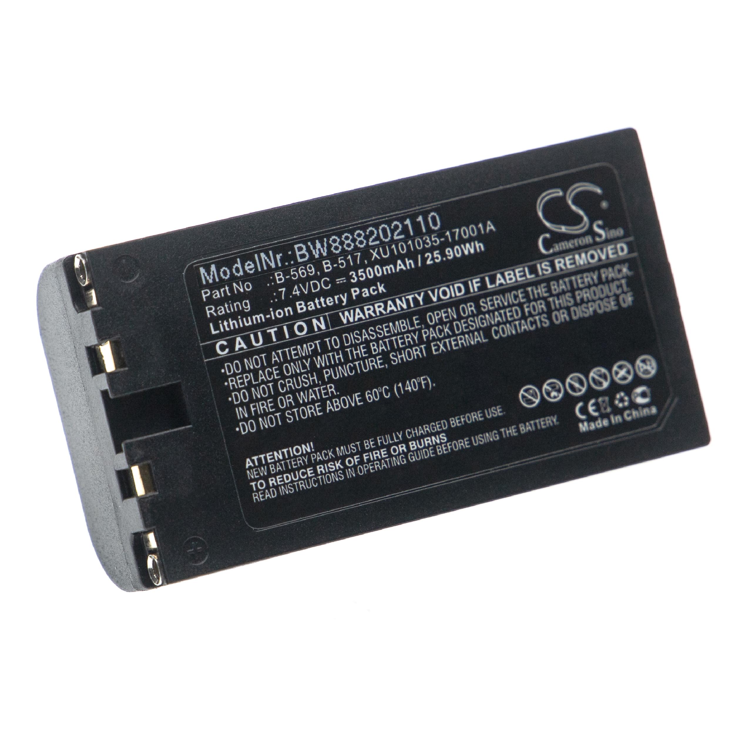 Batterie remplace Graphtec XU101035-17001A, B-569, B-517 pour outil de mesure - 3500mAh 7,4V Li-ion