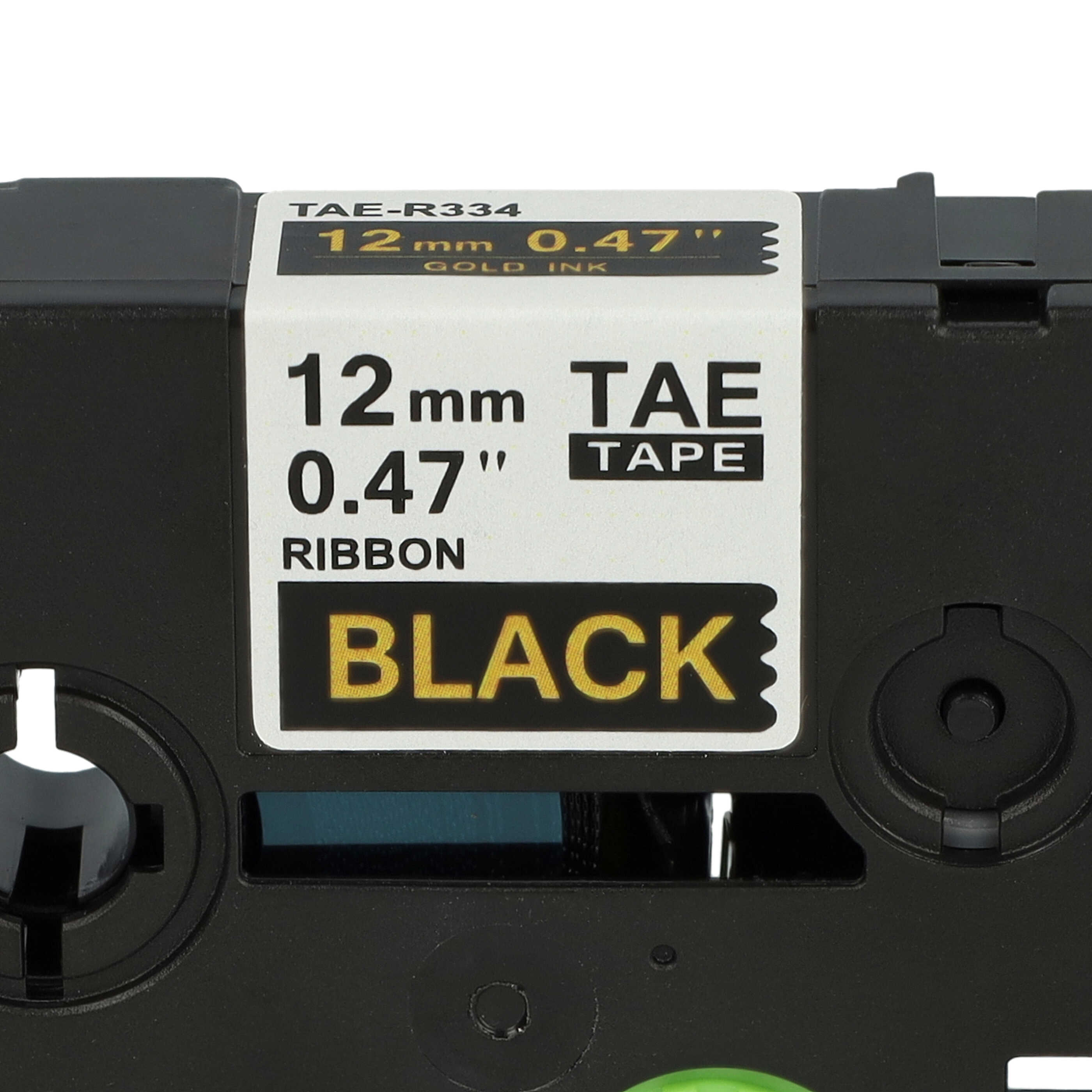 Label Tape Textile replaces Brother TZE-R334 - 12 mm Gold to Black