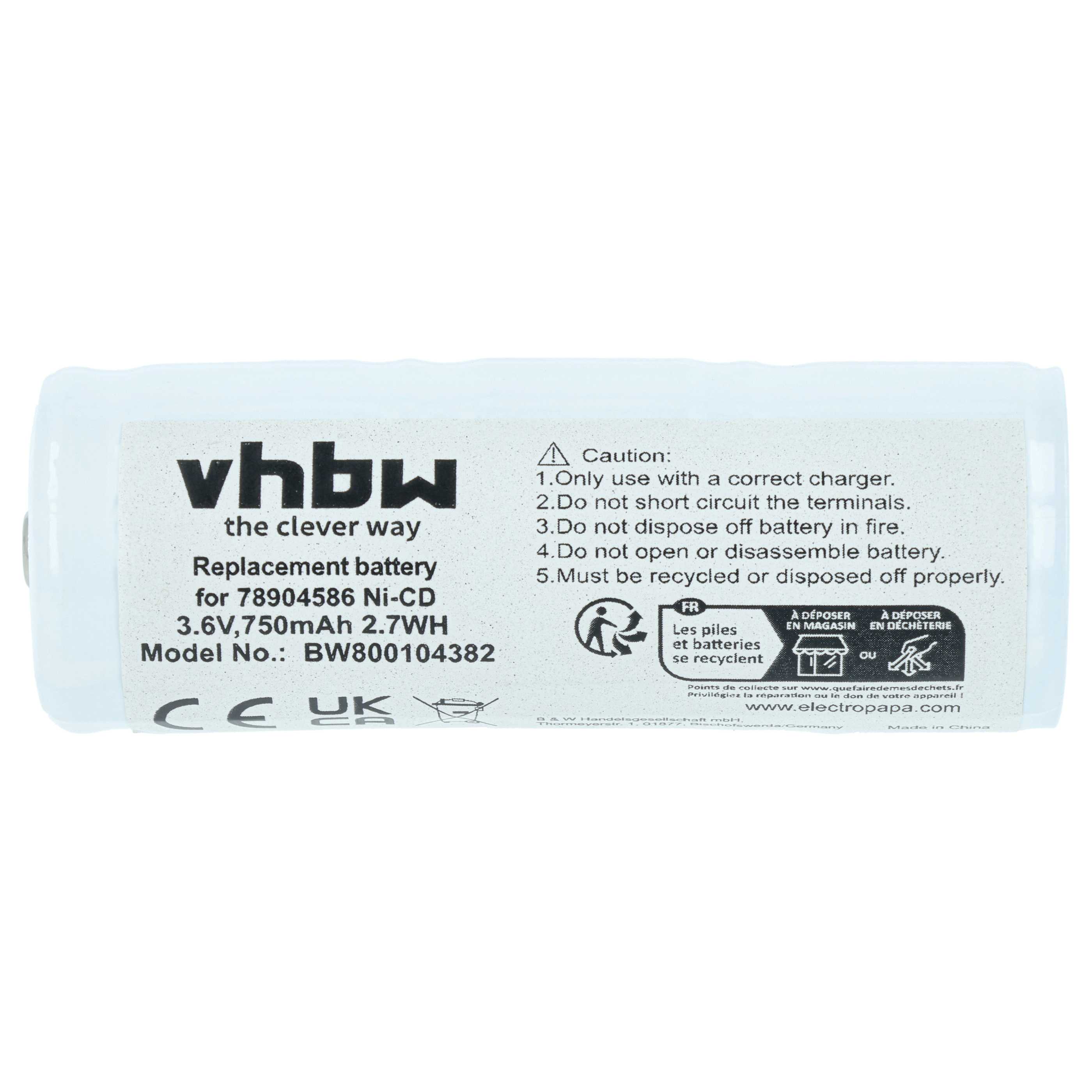 Akku (2 Stück) als Ersatz für 78904586 für Cardinal Medical - 750mAh 3,6V NiCd