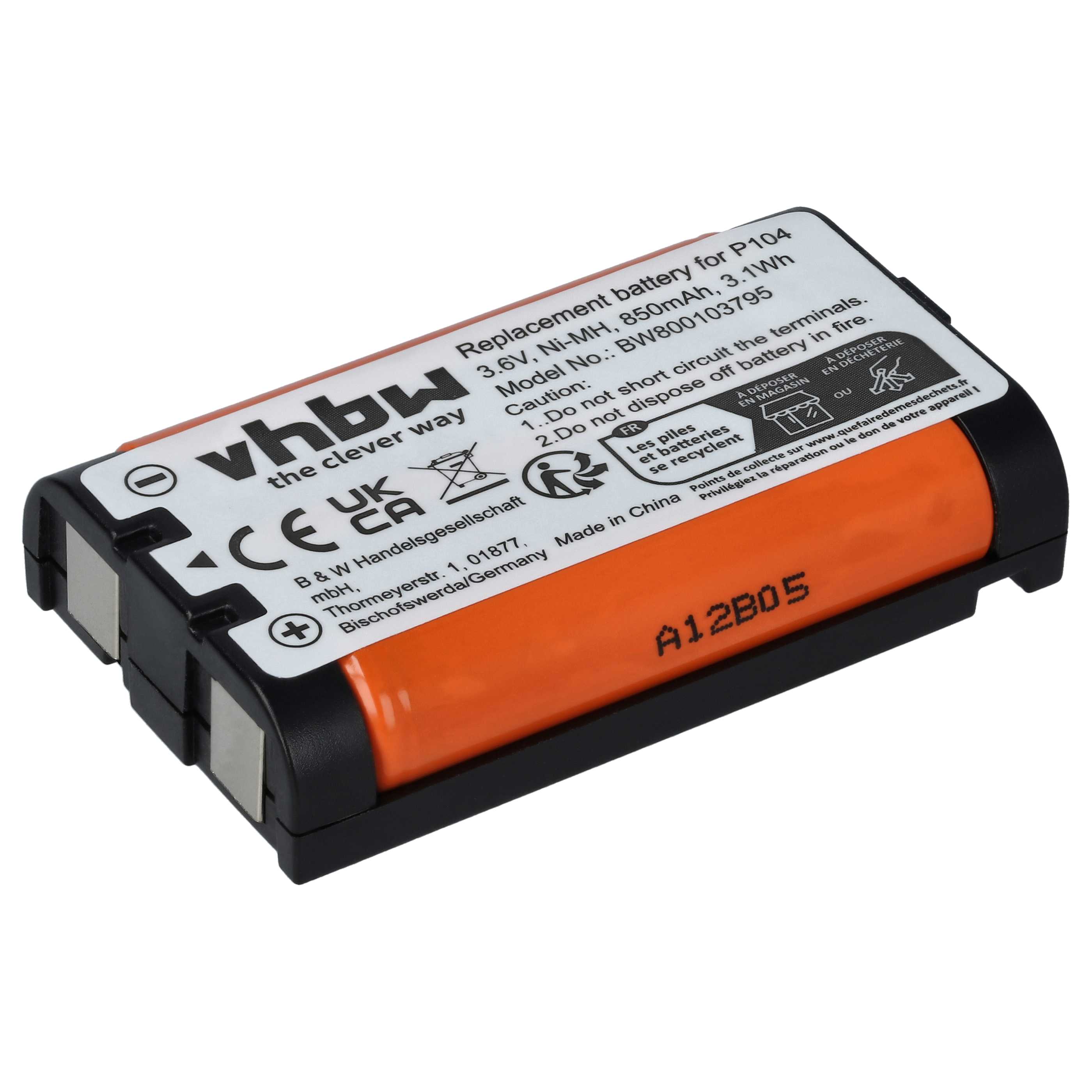 2x Batteries remplace 23-968, 43-9024, 43-9025, 43-9026, 43-9030 pour téléphone Panasonic - 850mAh 3,6V NiMH