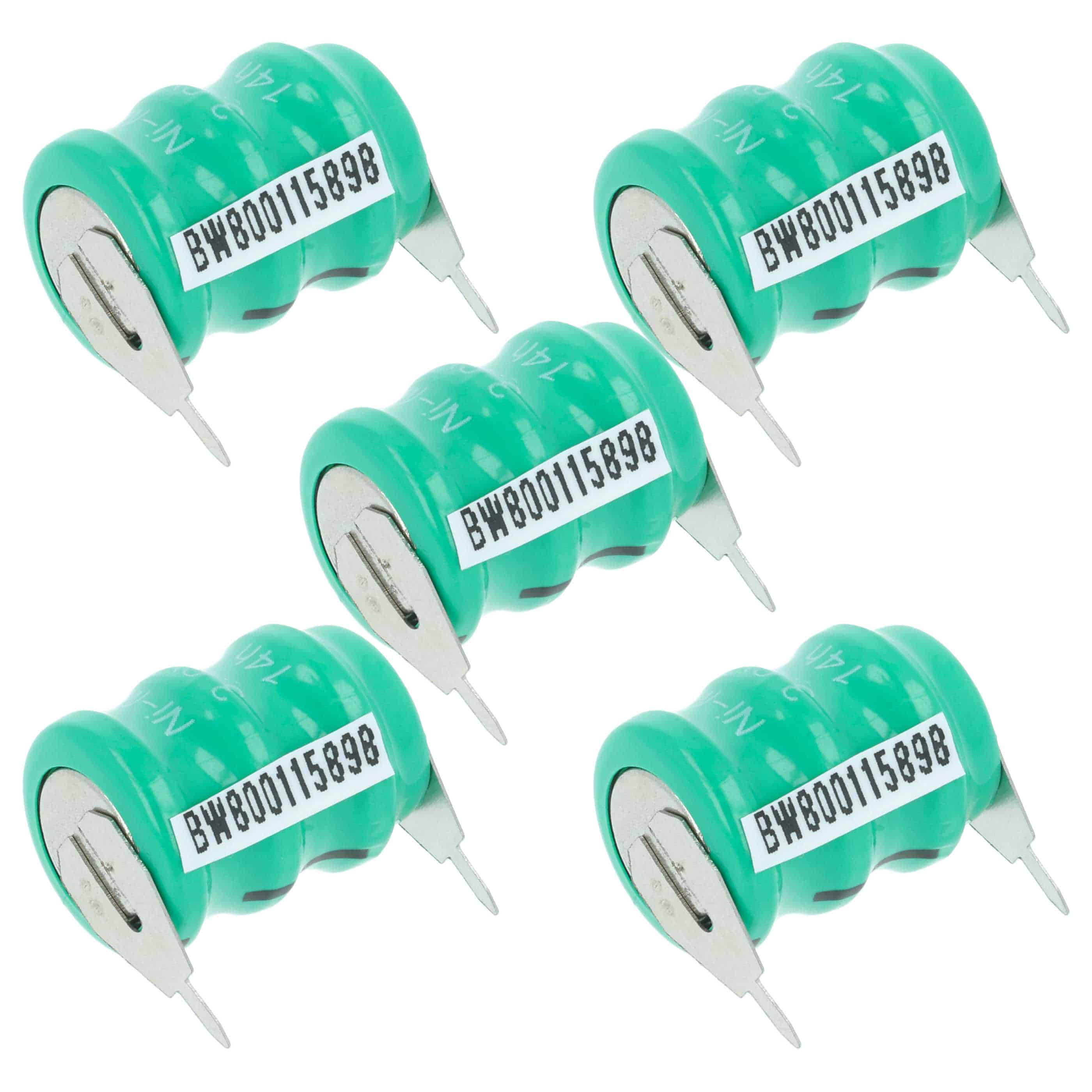 5x Button Cell Battery Type V40H 2 Pins for Model Building Solar Lamps etc. - 40 mAh 3.6 V NiMH