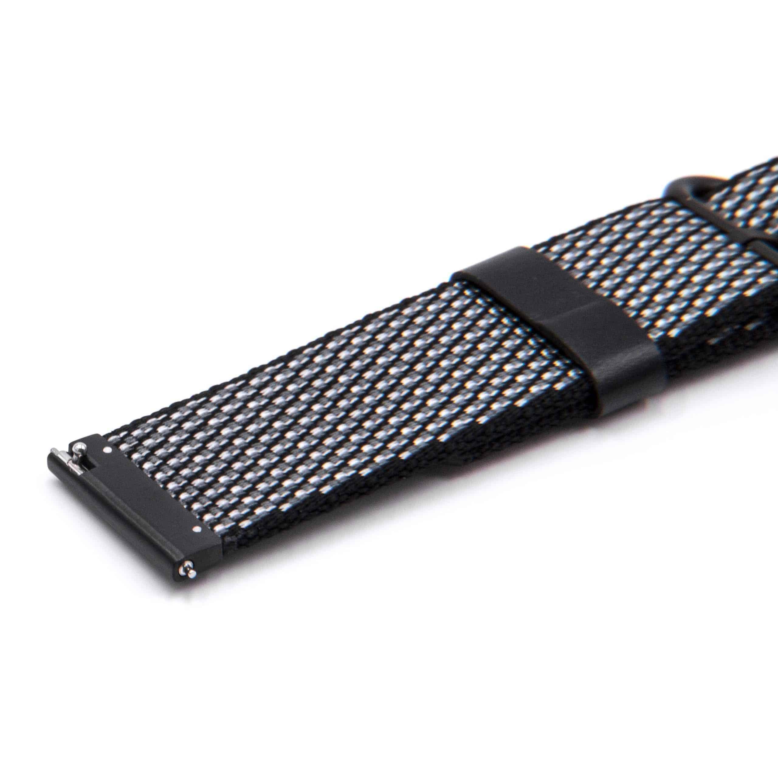 Armband für Asus ZenWatch Smartwatch u.a. - 12,3cm + 8,5 cm lang, 22mm breit, Nylon, schwarz, weiß