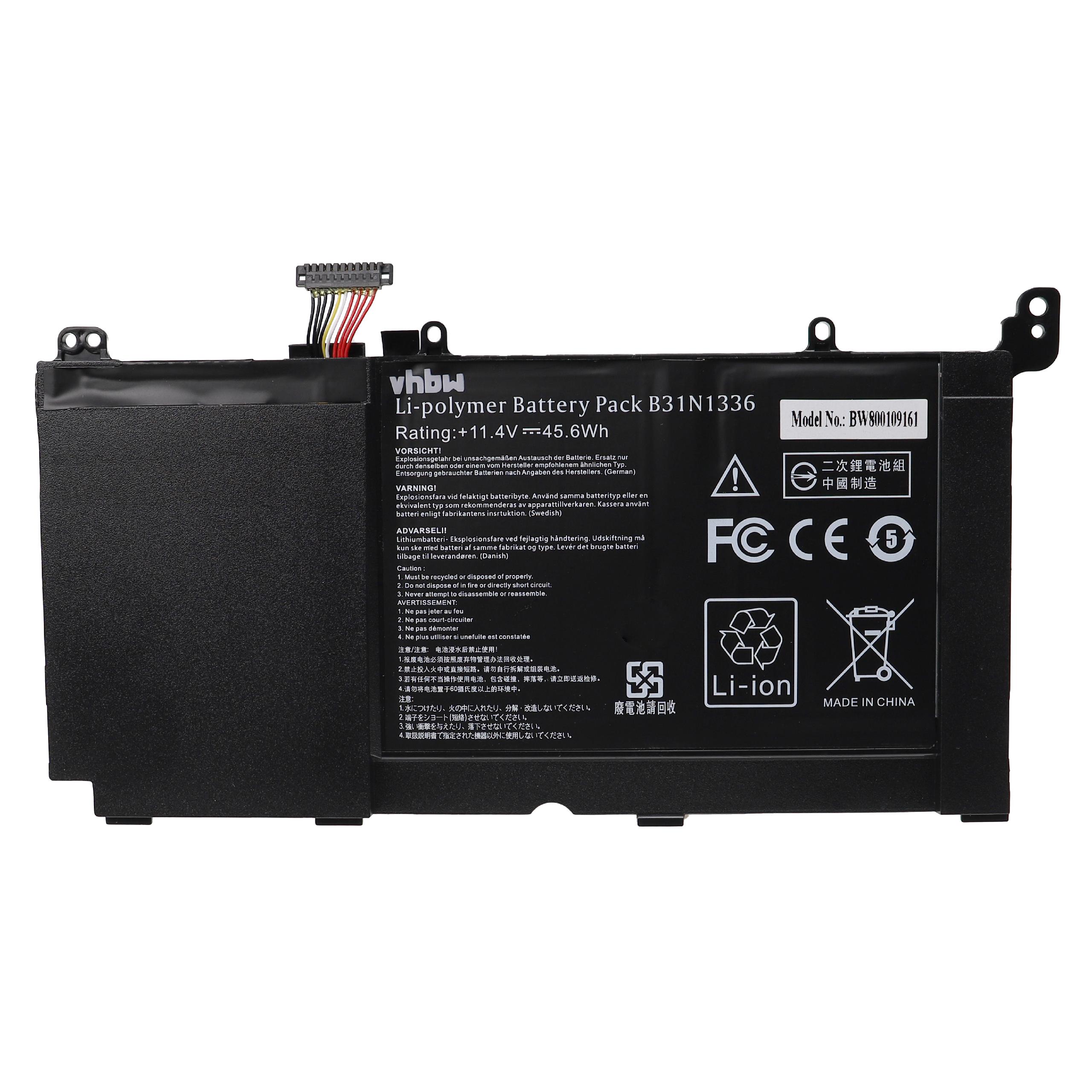 Batterie remplace Asus 0B200-00450100 pour ordinateur portable - 4000mAh 11,4V Li-polymère, noir