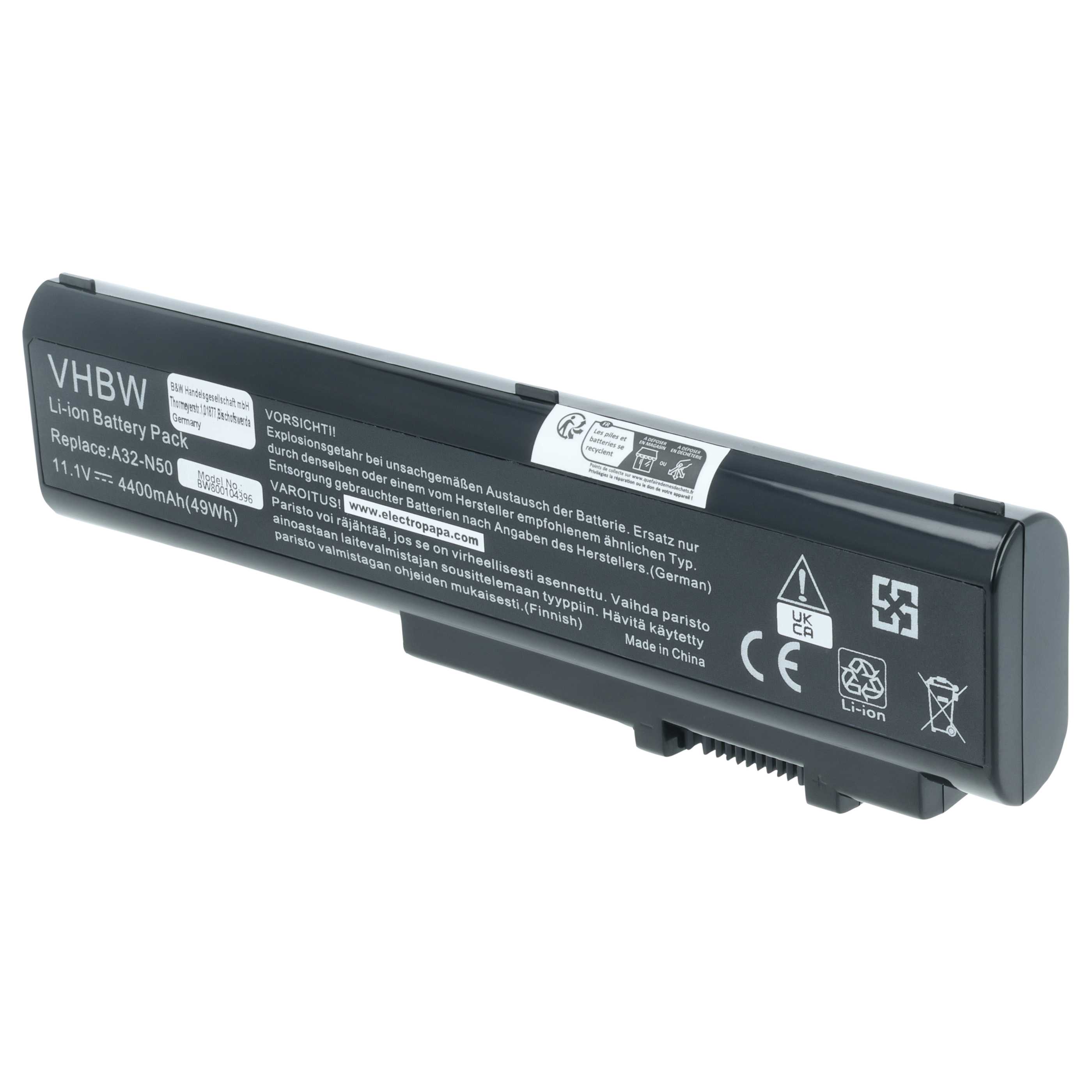 Akumulator do laptopa zamiennik Asus A32-N50, 90-NQY1B2000Y, 90-NQY1B1000Y - 4400 mAh 11,1 V Li-Ion, czarny