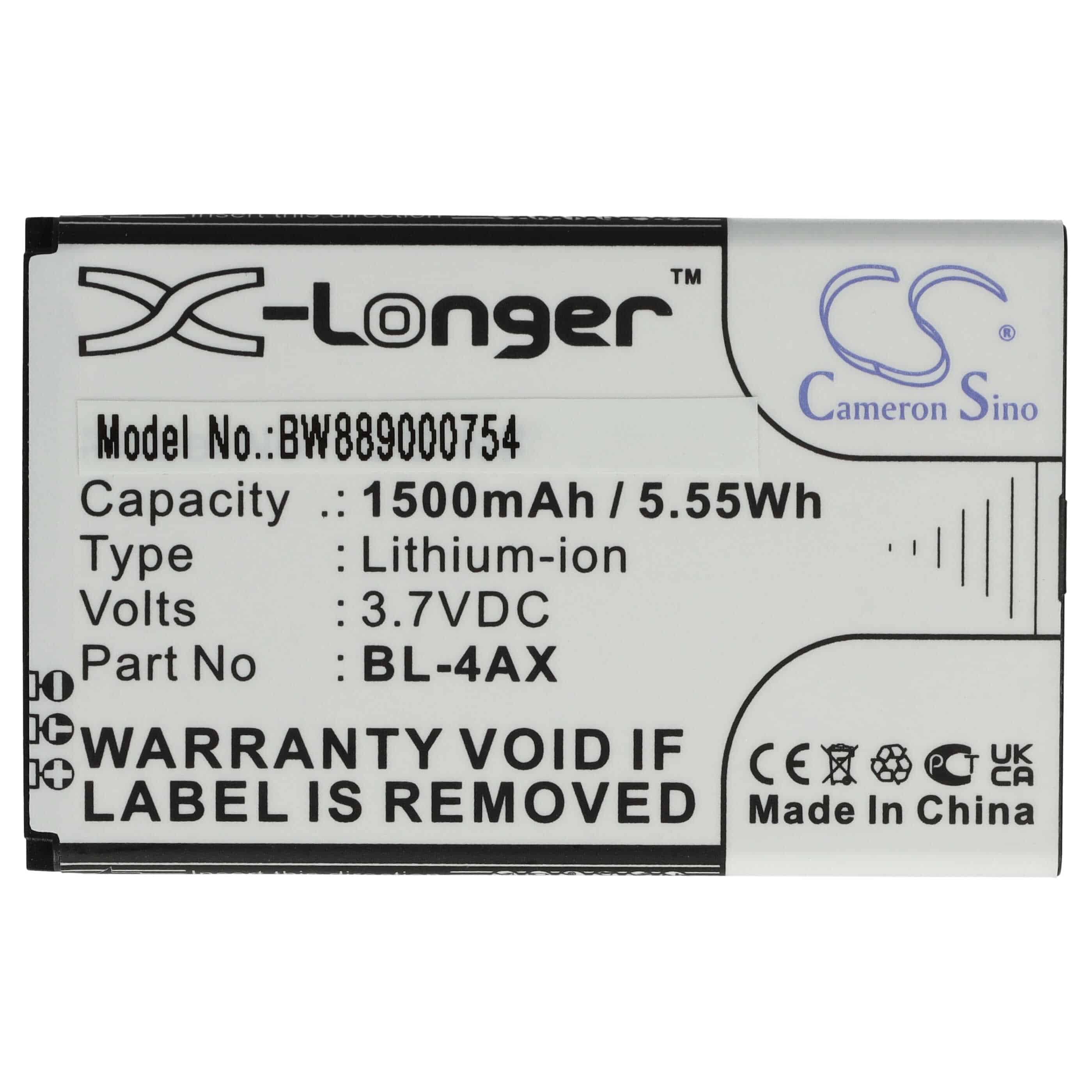 Mobile Phone Battery Replacement for Nokia BL-4AX, BL-4XL - 1500 mAh 3.7 V Li-Ion