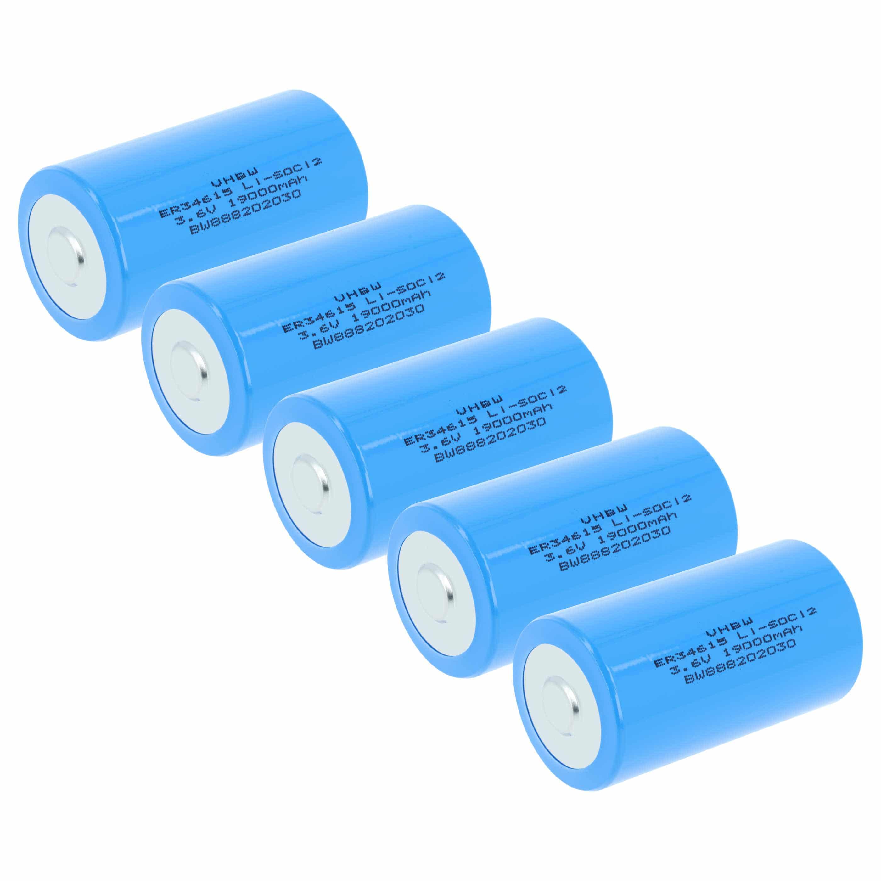 5x Bateria ER34615 - 19000 mAh 3,6 V Li-SOCl2