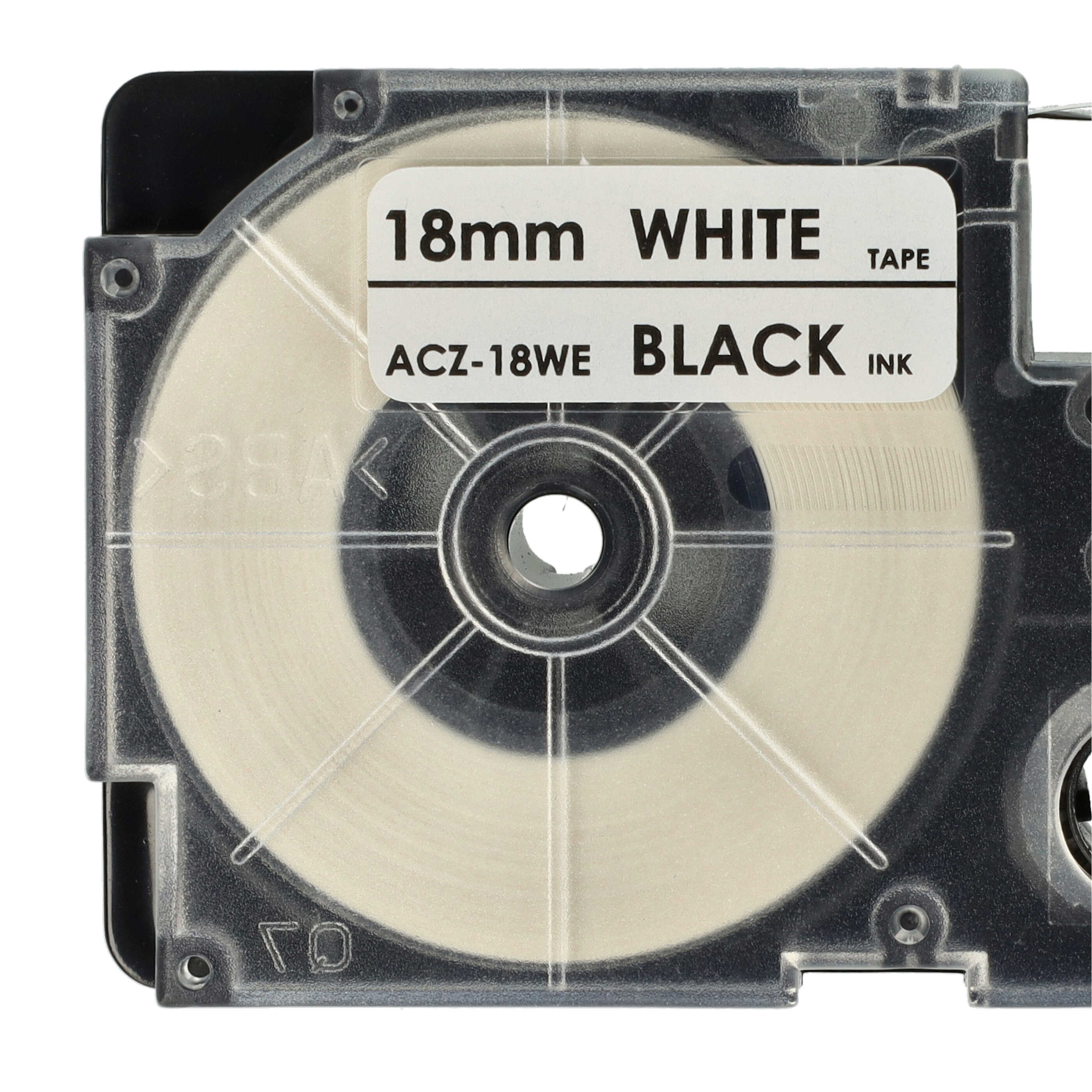 5x Schriftband als Ersatz für Casio XR-18WE1, XR-18WE - 18mm Schwarz auf Weiß