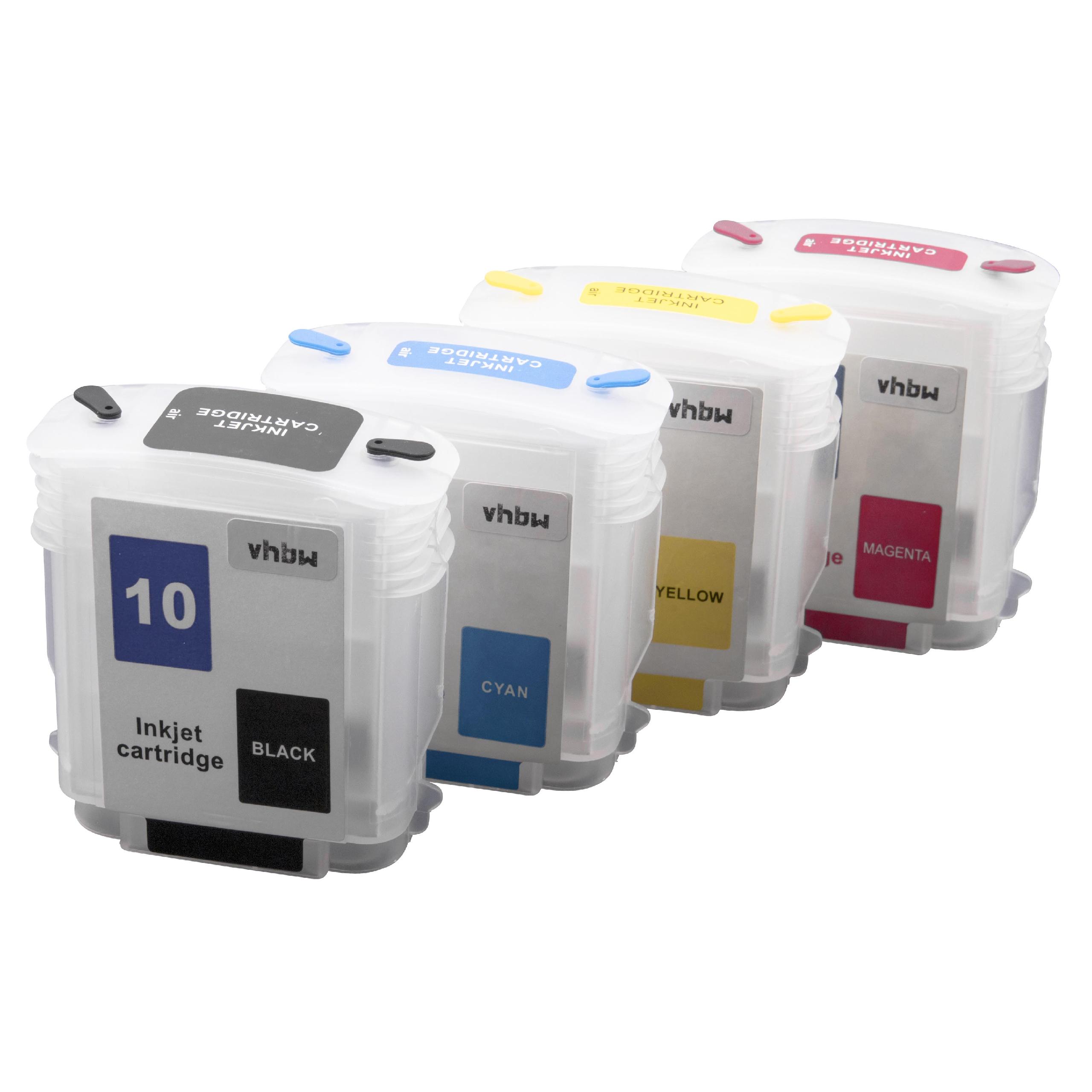4x Cartucho tinta reemplaza HP 82, 10, C4913A, C4911, C4844 para impresora CISS HP - B/C/M/Y + chip