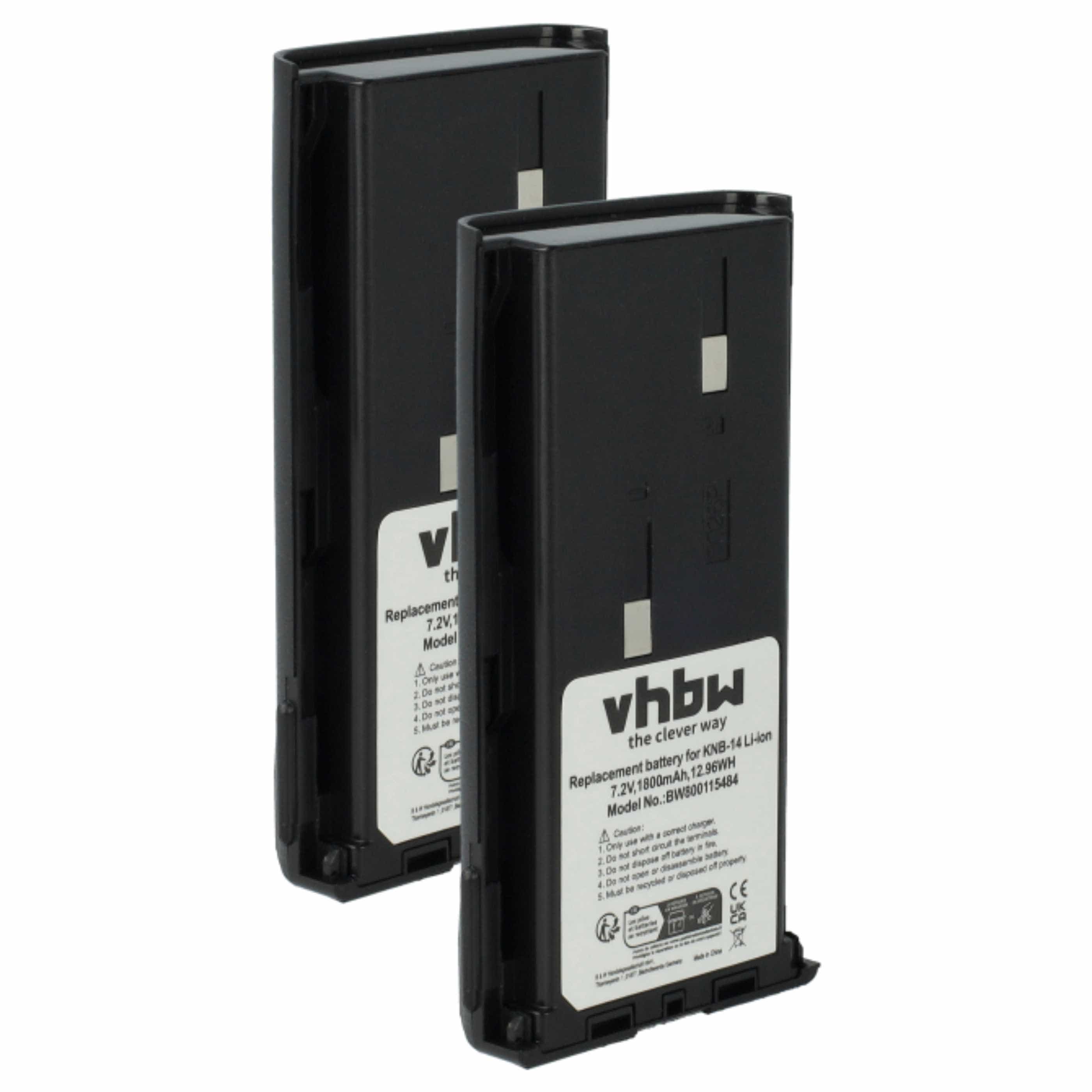 Radio 2x Battery replaces Bidatong BD-15-L - 1800 mAh 7.4 V Li-Ion