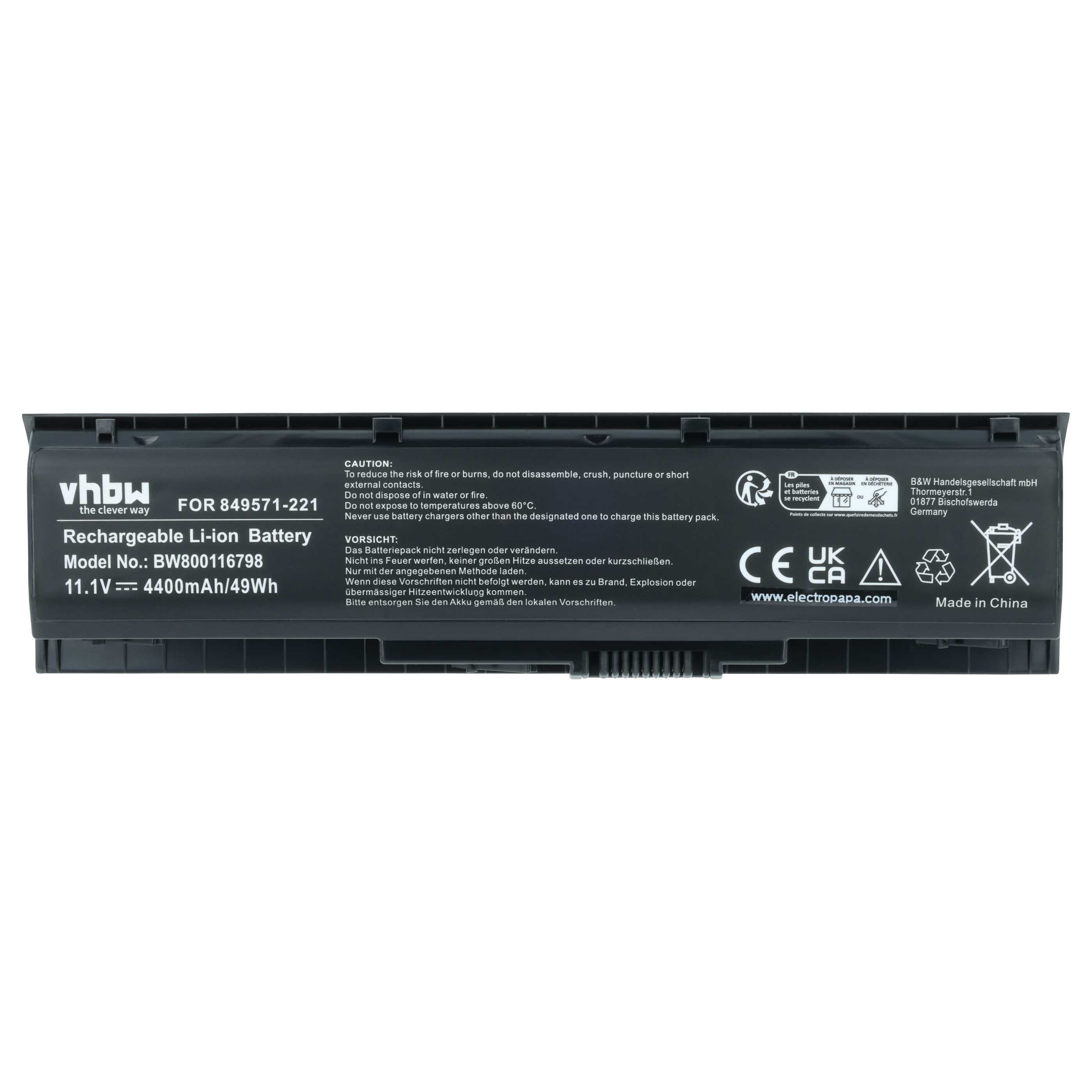Akumulator do laptopa zamiennik HP 849571-221, 849571-251, 849571-241 - 4400 mAh 11,1 V Li-Ion, czarny