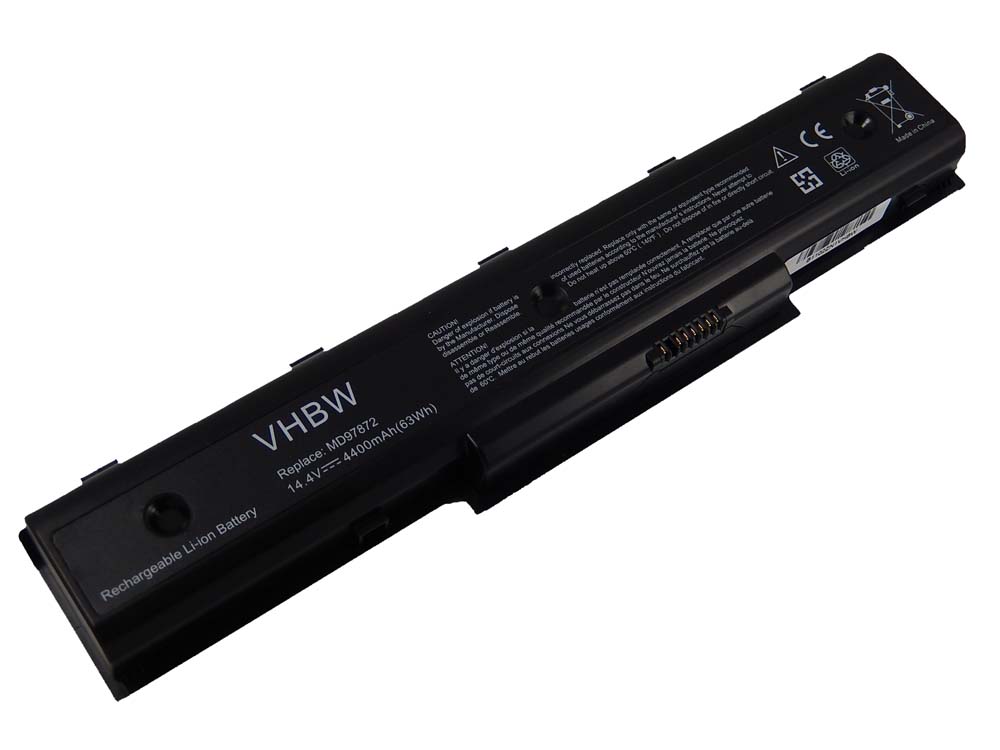 Batterie remplace Medion 40036339, 40036340(SMP SDI) pour ordinateur portable - 4400mAh 14,4V Li-ion, noir
