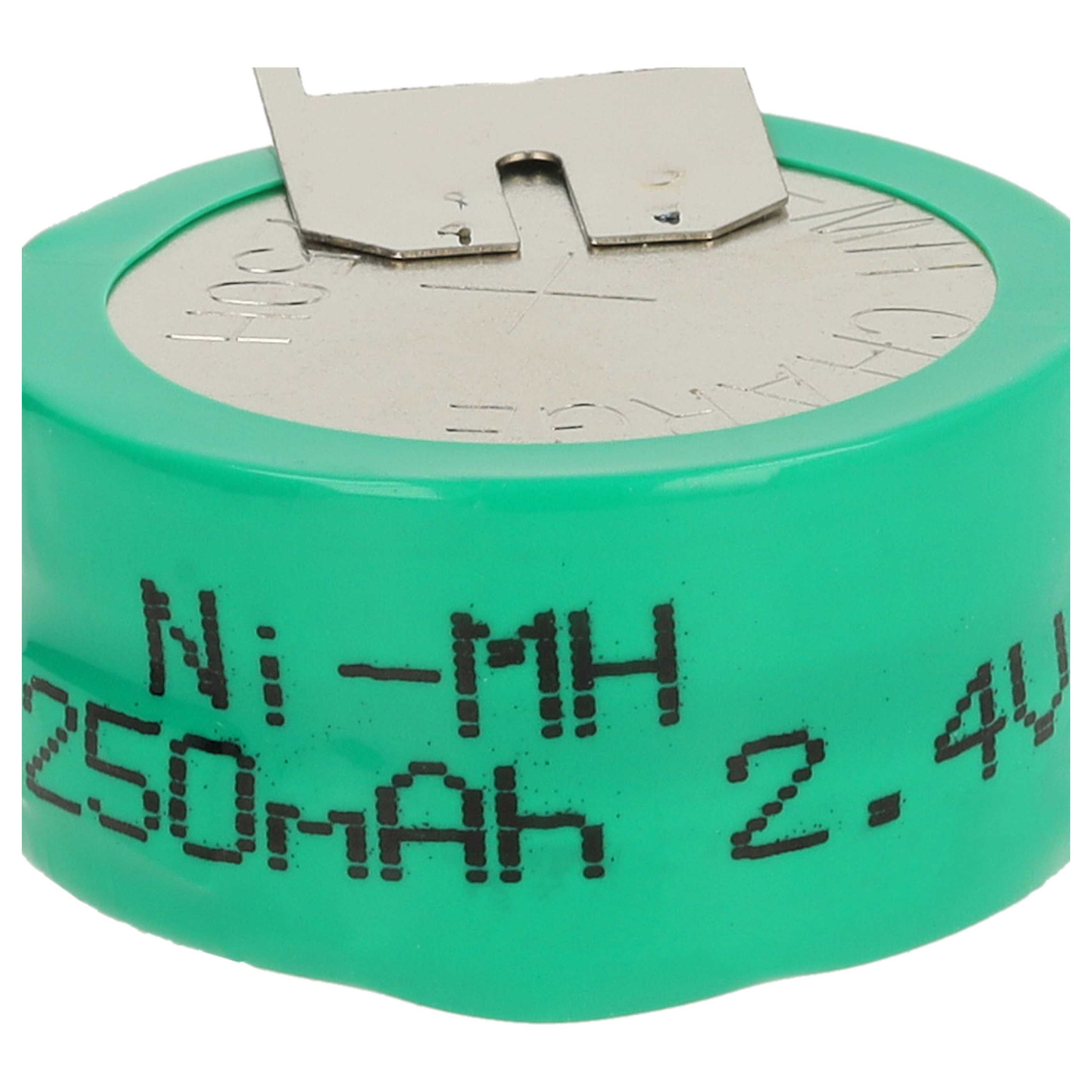 10x Button Cell Battery Type 2/V250H 3 Pins for Model Building Solar Lamps etc. - 250 mAh 2.4 V NiMH