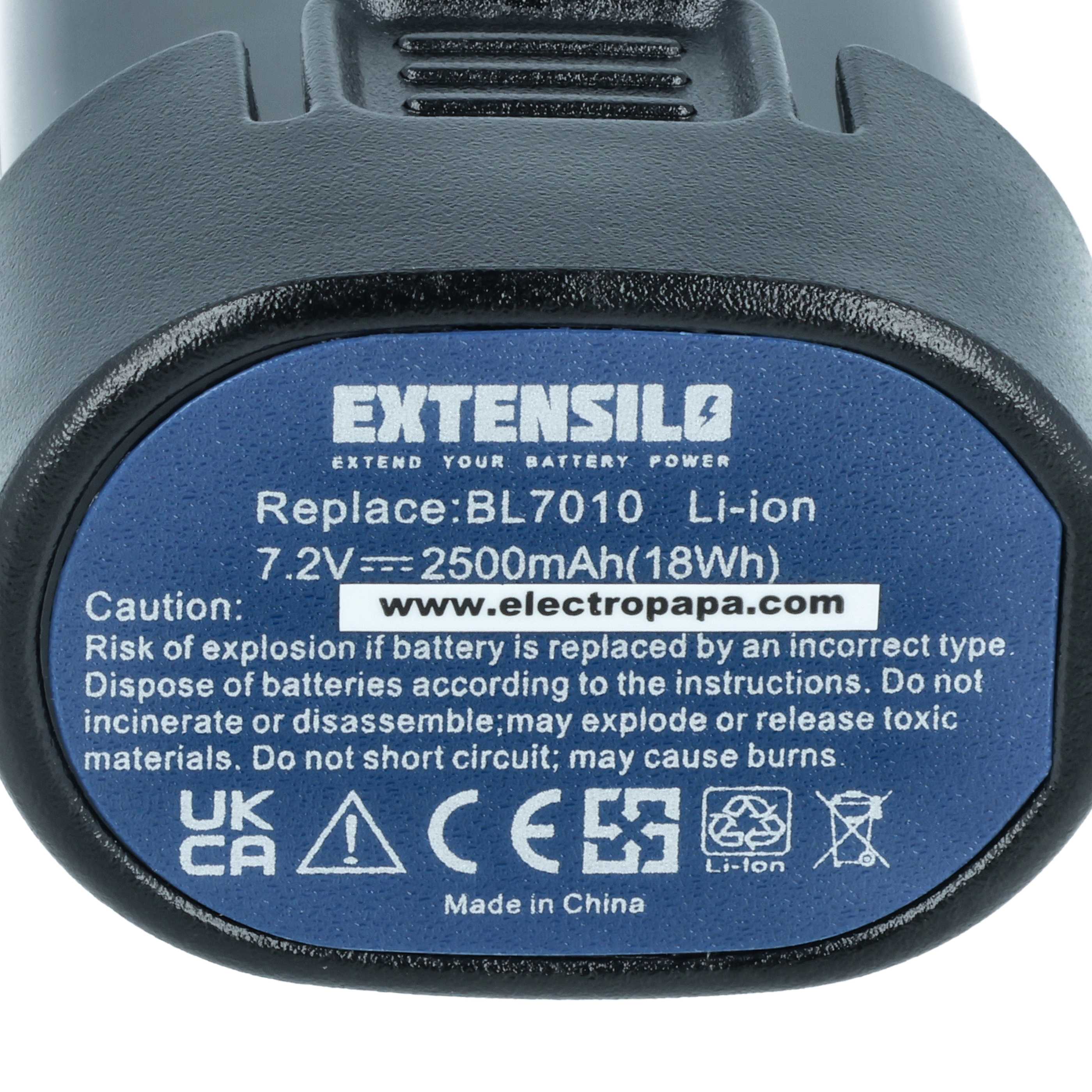 2x Battery replaces Makita BL7010, 194356-2, 194355-4 Electric Power Tool - 2500 mAh, 7.2 V, Li-Ion