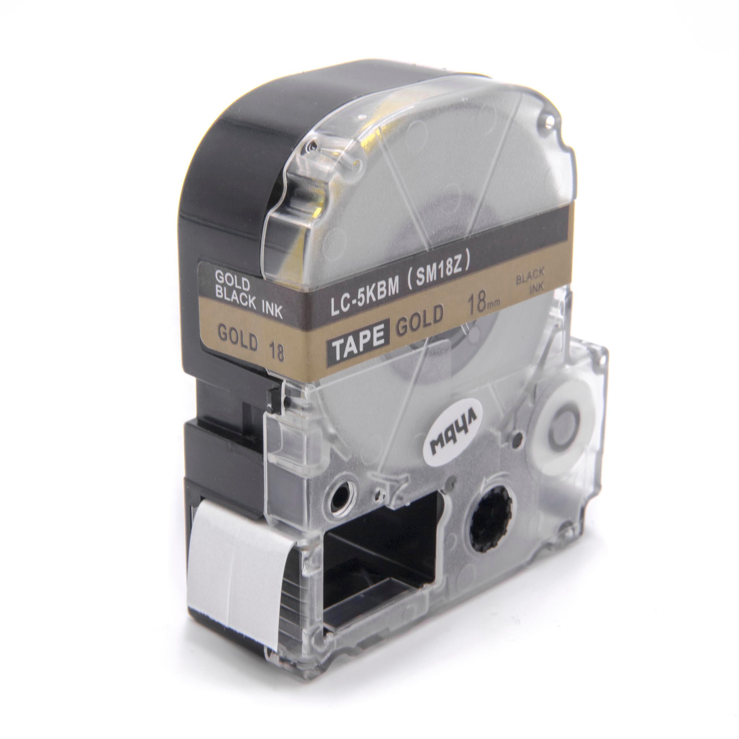 Cassetta nastro sostituisce Epson LC-5KBM per etichettatrice Epson 18mm nero su dorato