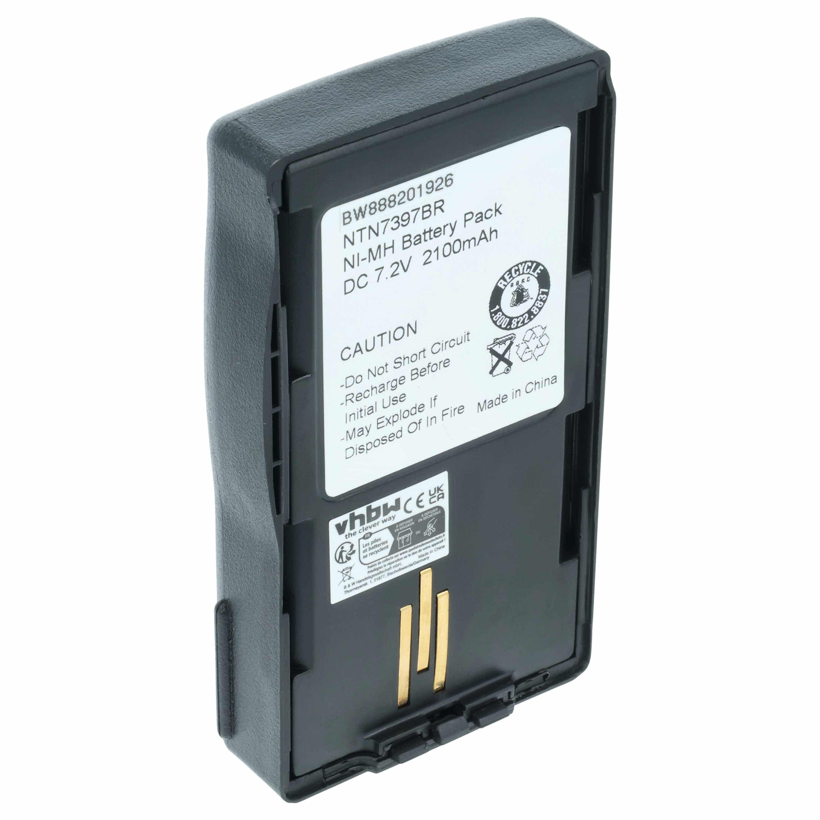 Radio Battery replaces Motorola NTN7394, NTN7394AR, NTN7394A, NTN7394B, NTN7394AS - 2100 mAh 7.2 V NiMH