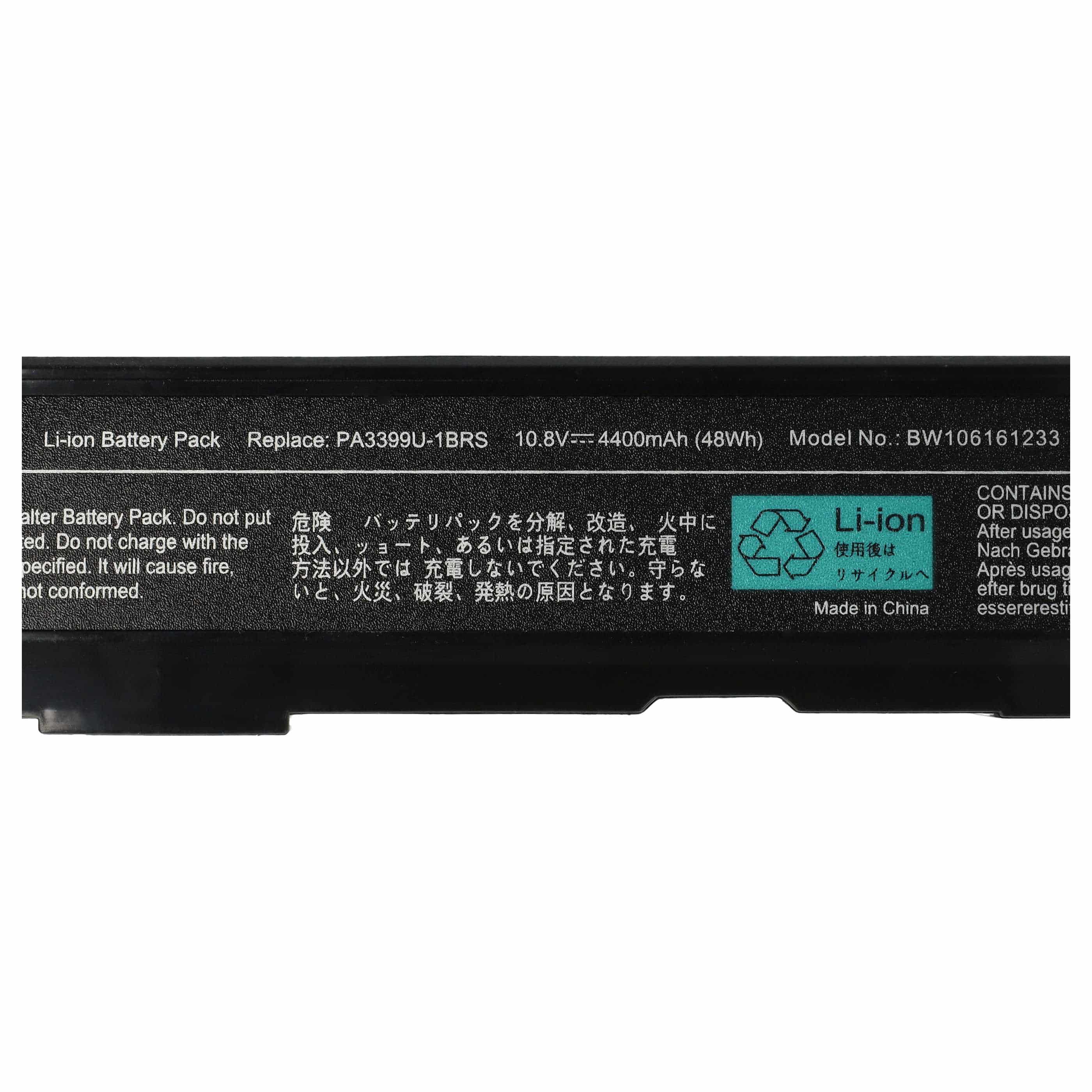 Akumulator do laptopa zamiennik Toshiba PA3399U-1BAS, PA3399U-1BRS - 4400 mAh 10,8 V Li-Ion, czarny