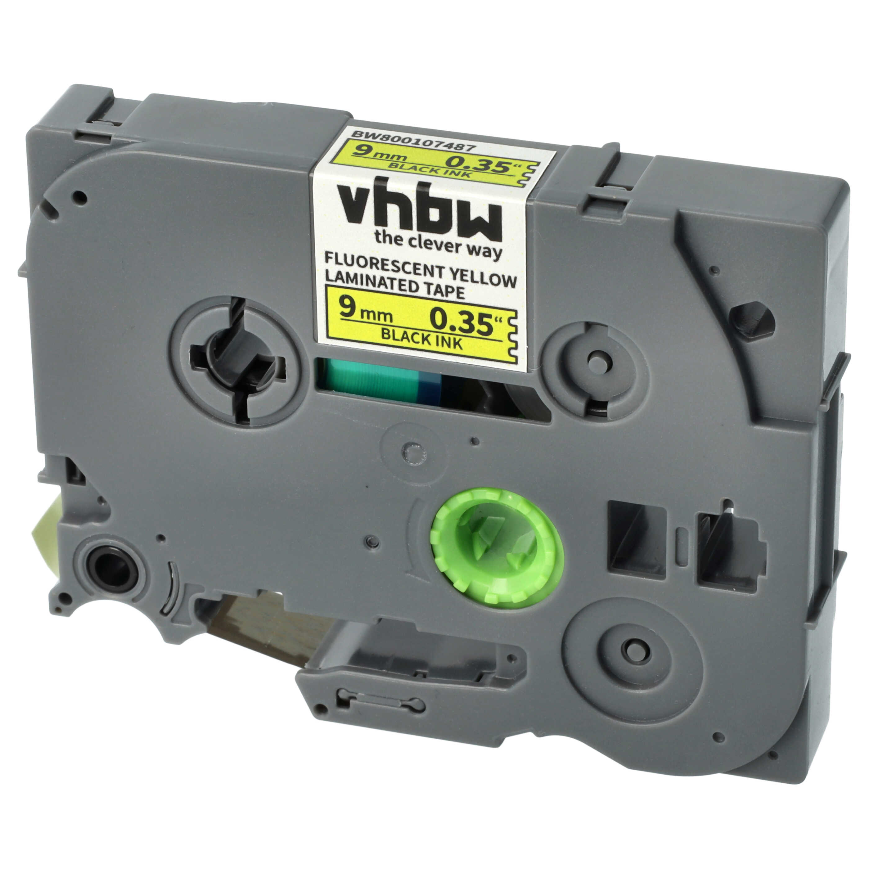 Label Tape as Replacement for Brother TZ-221, TZE-221 - 9 mm Black to Neon-Yellow
