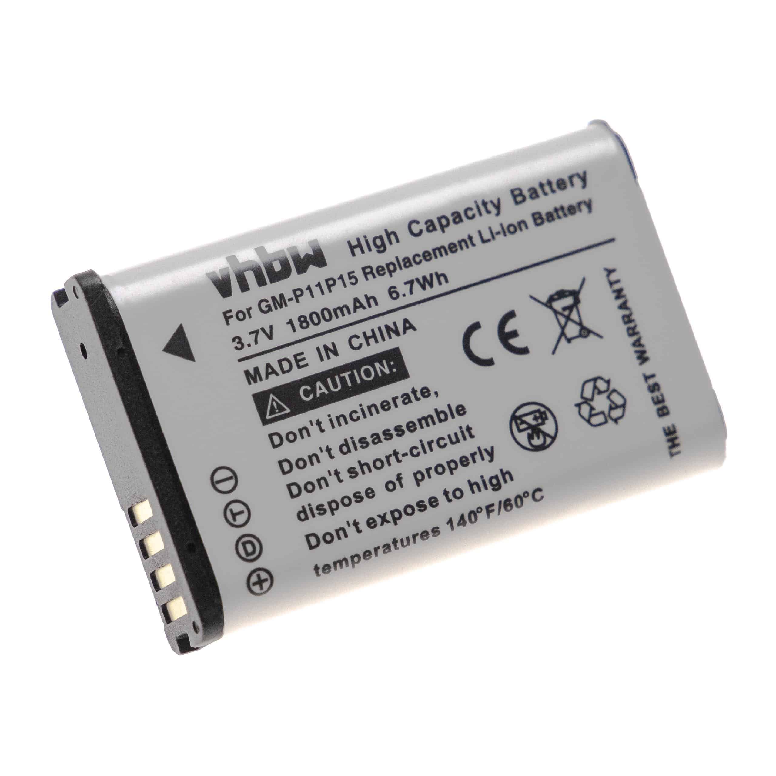 Batterie remplace Garmin 361-00053-00, 010-11599-00, 010-11654-03 pour navigation GPS - 1800mAh 3,7V Li-ion