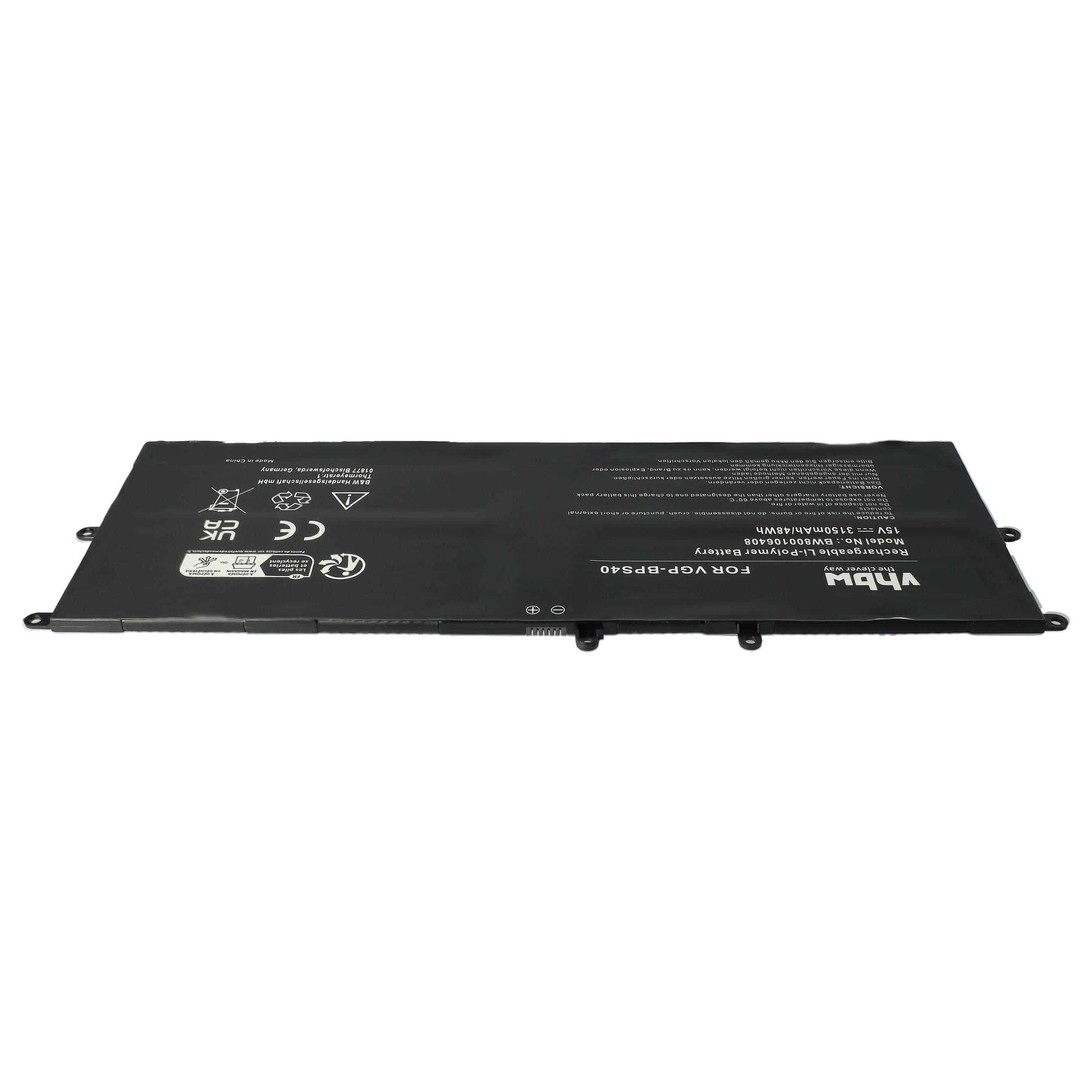 Notebook Battery Replacement for Sony VGP-BPS40 - 3150 mAh 15 V Li-polymer, black