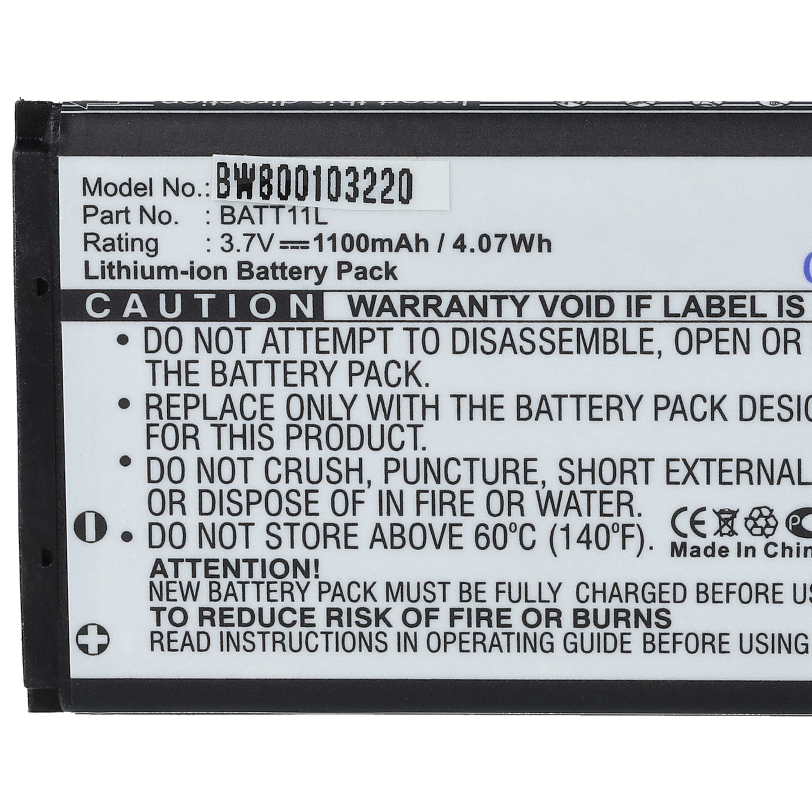Videocamera 10x Battery replaces Midland BATT11L - 1100 mAh 3.7 V Li-Ion