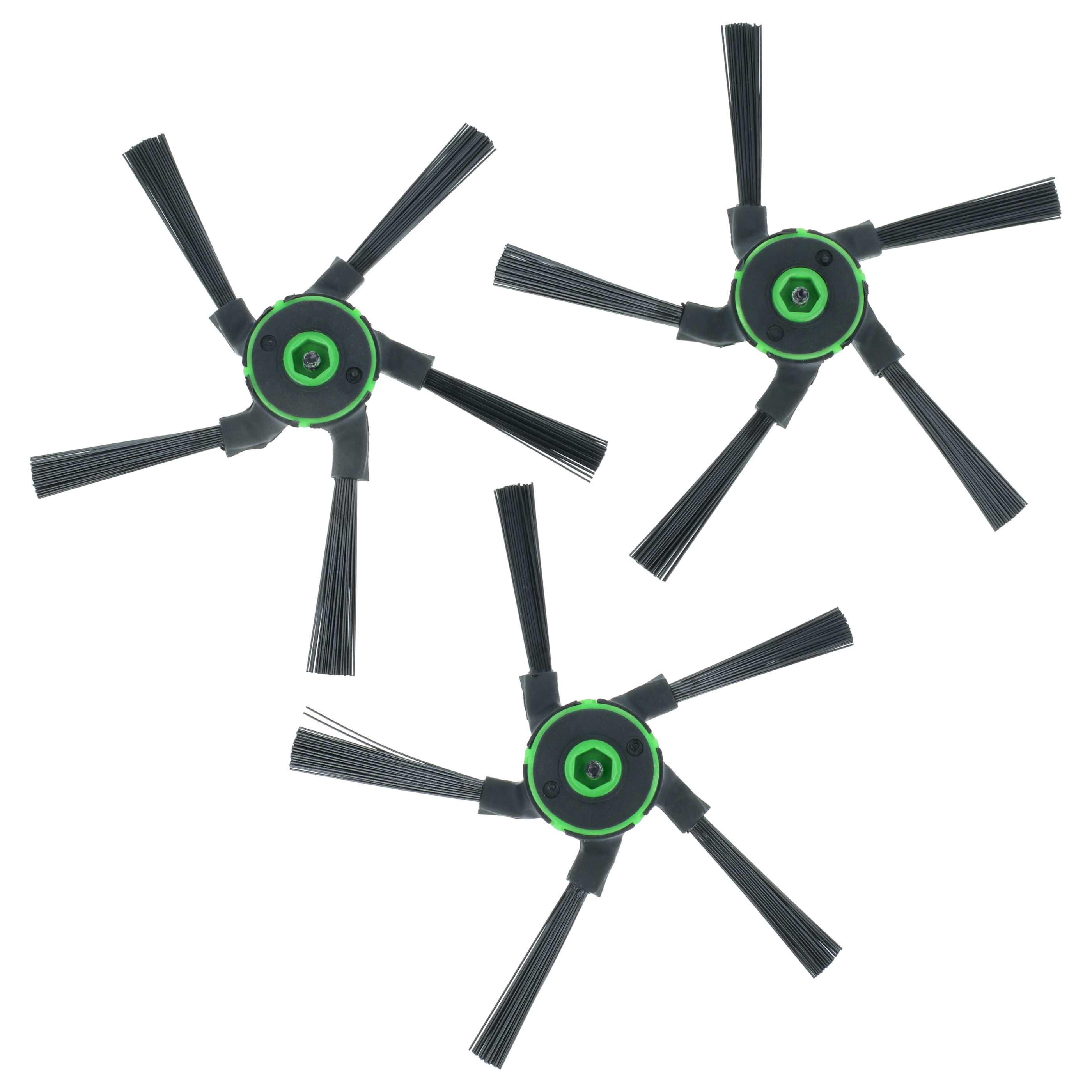 3x Side Brush suitable for iRobot Roomba s9, s9 Plus, 9150, 9550 Robot Vacuum Cleaner - 5-armed, black, green