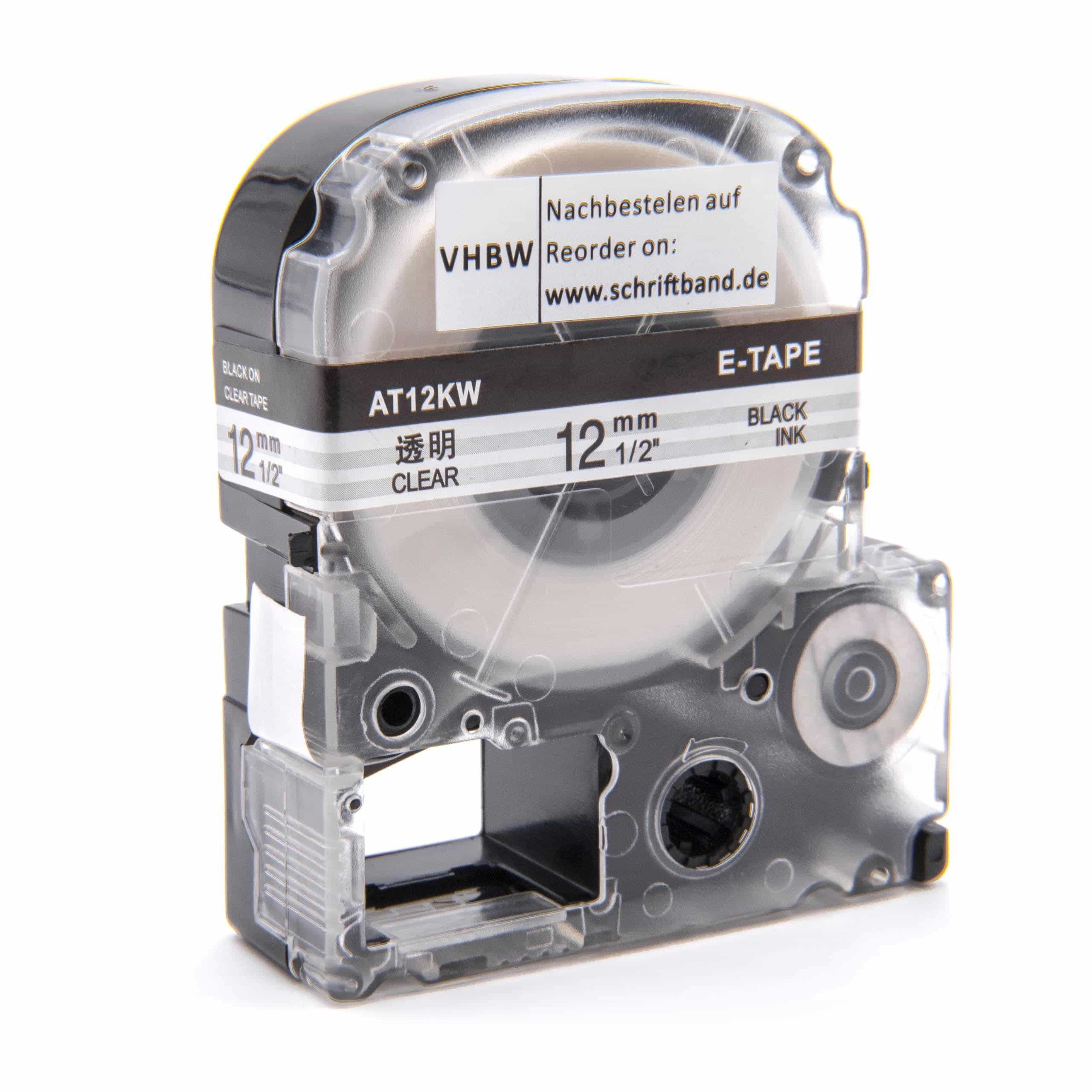 Cassetta nastro sostituisce Epson LC-4TBW per etichettatrice Epson 12mm nero su trasparente