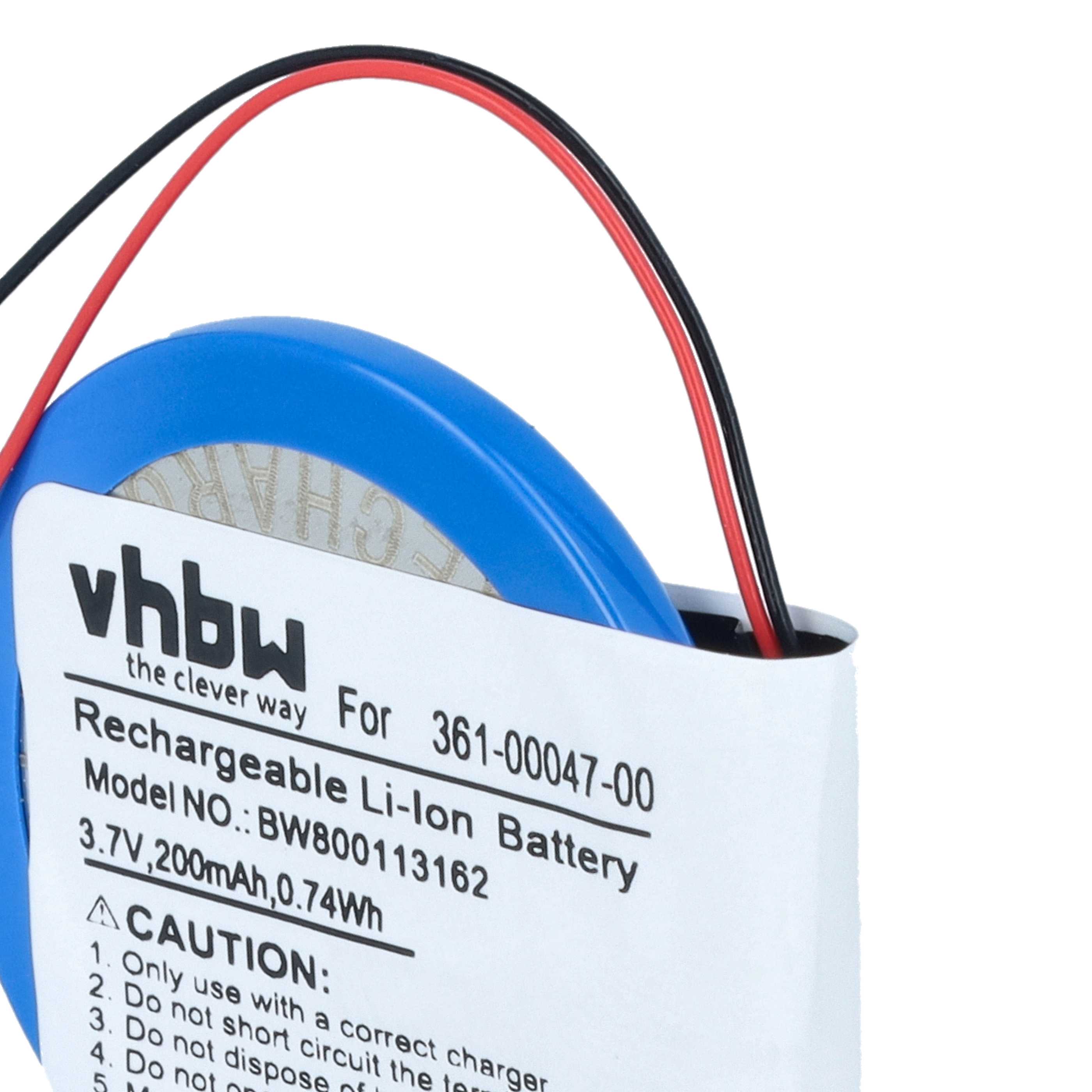 Smartwatch Battery replaces Garmin 361-00047-00, 361-00064-00 - 200 mAh 3.7 V Li-Ion