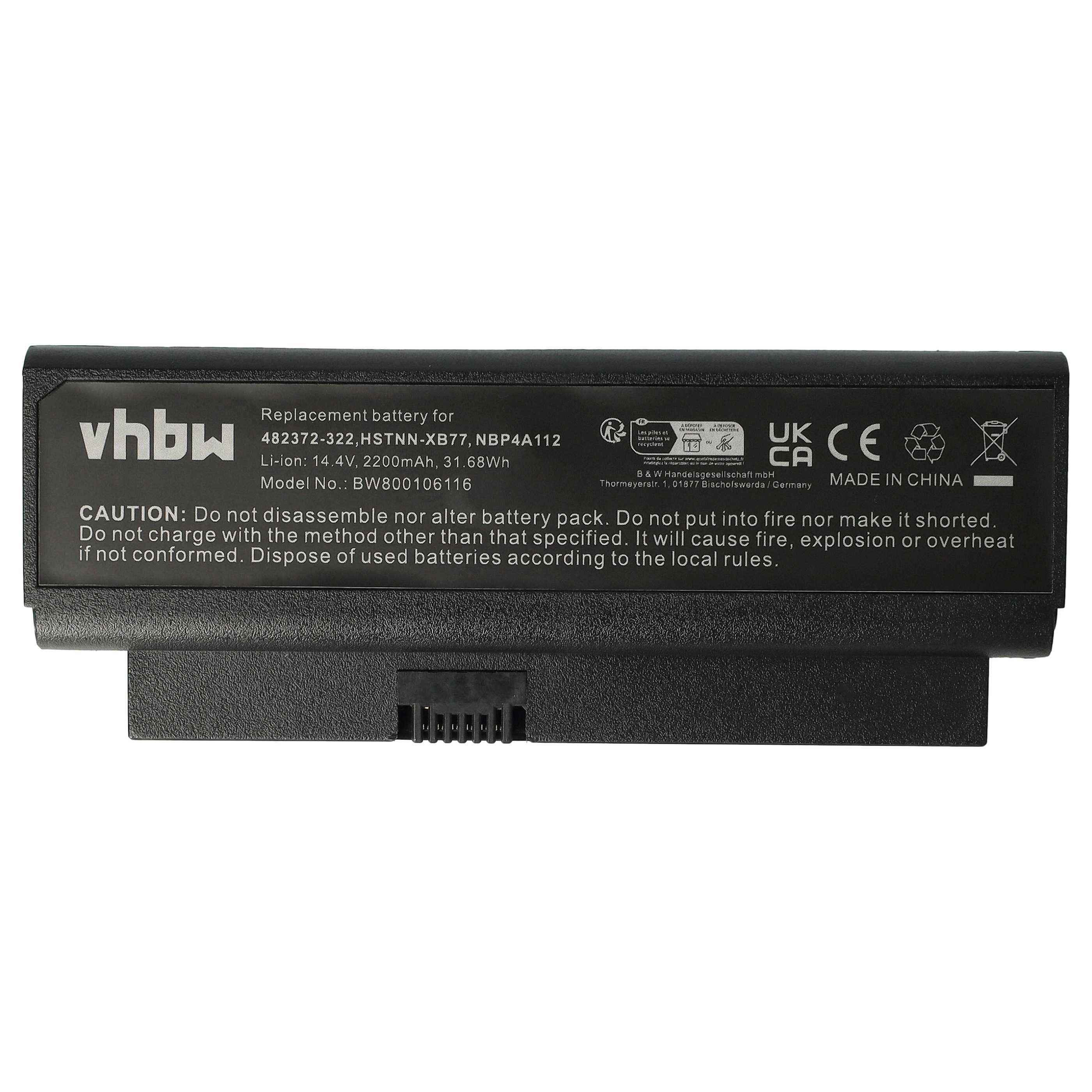 Akumulator do laptopa zamiennik HP 482372-322, 482372-361, 493202-001 - 2200 mAh 14,4 V Li-Ion, czarny